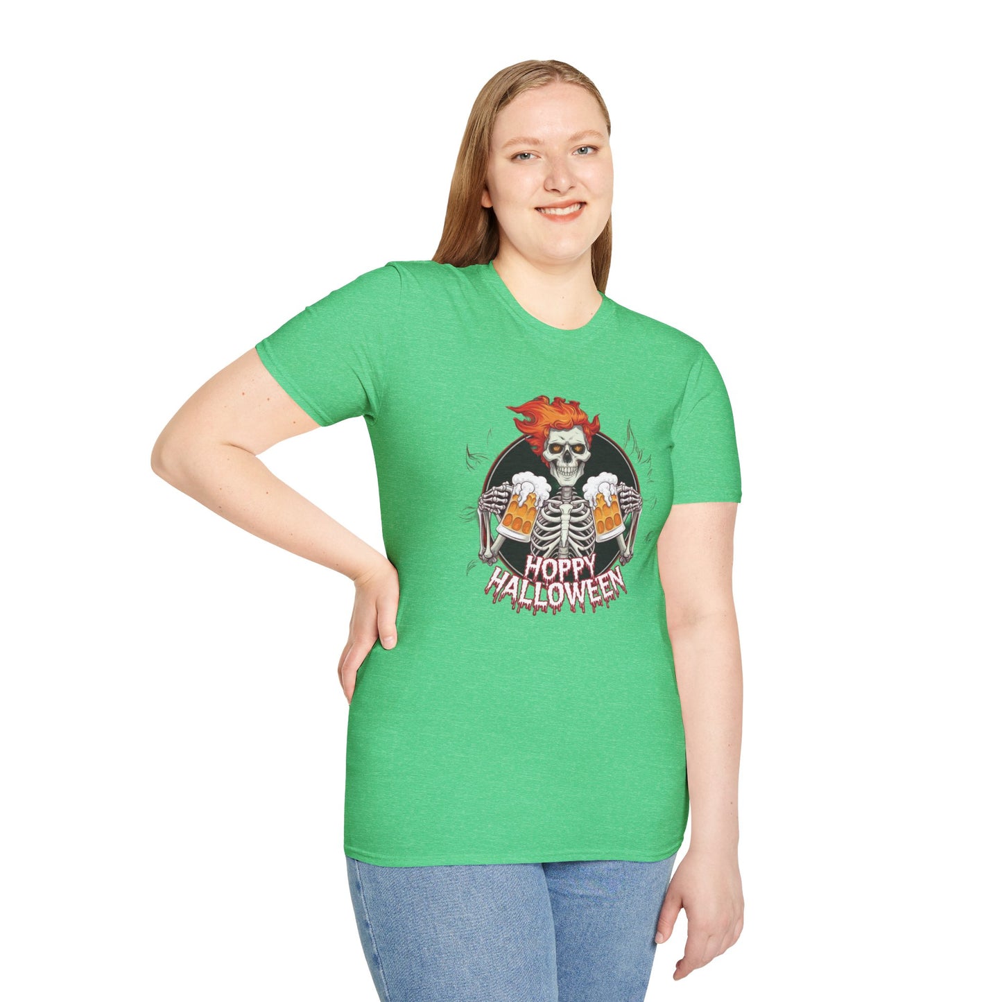 Halloween Skeleton T-Shirt, Unisex Softstyle Tee, Spooky Party Shirt, Halloween Costume Top, Gift for Halloween Lovers