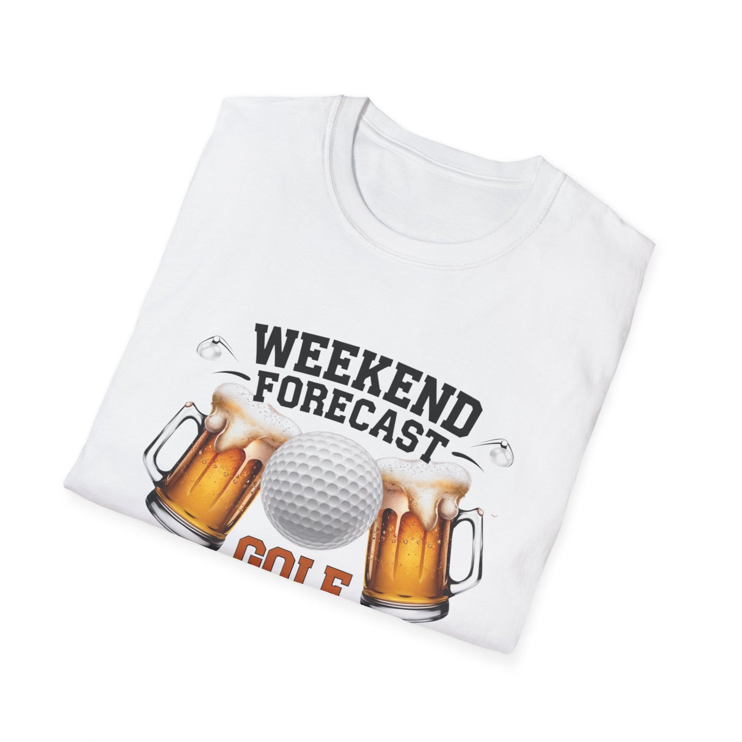 Weekend Forecast Golf Drinking T-Shirt | Unisex Softstyle Tee for Golf Lovers