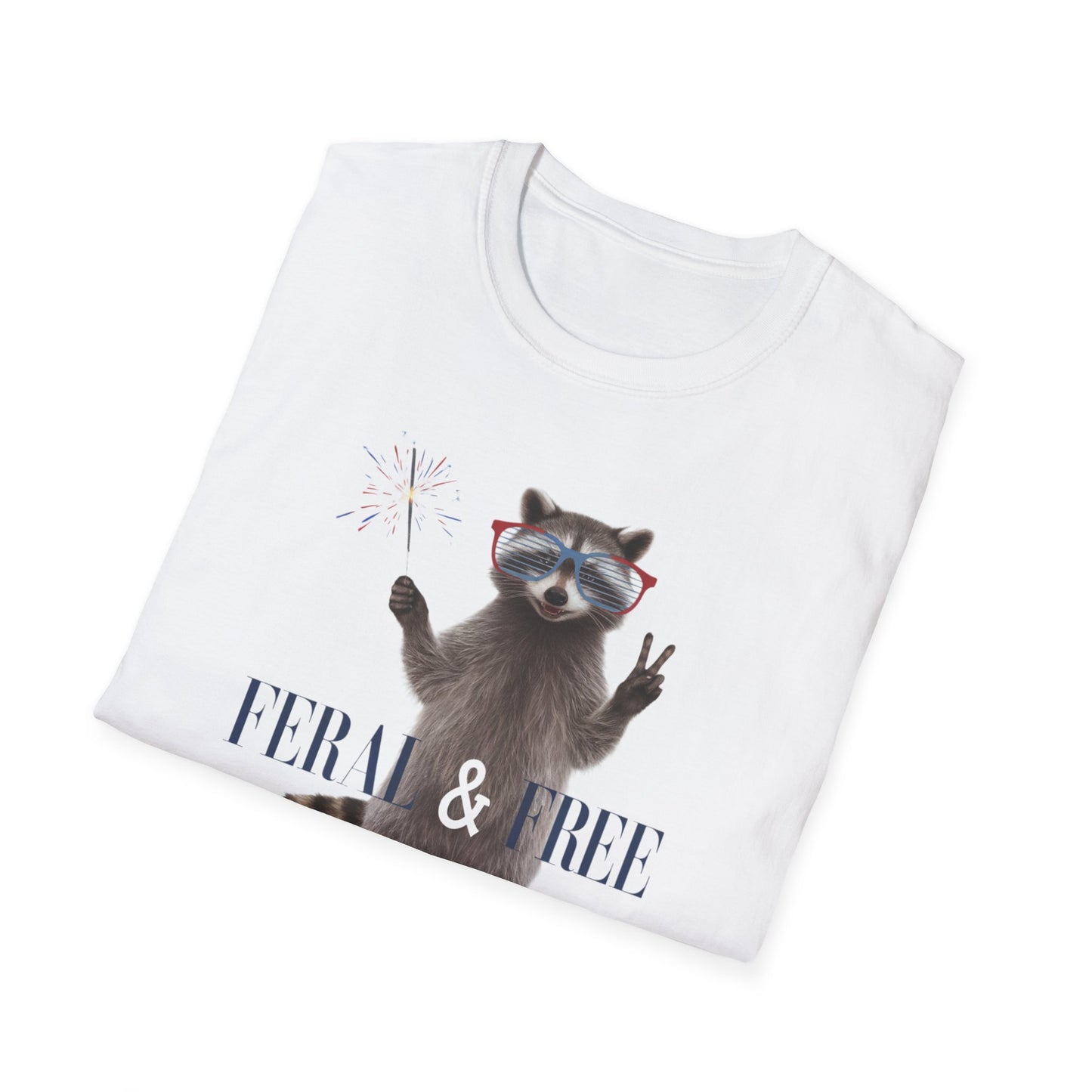 Feral & Free Raccoon Unisex Softstyle T-Shirt - Fun & Quirky Graphic Tee