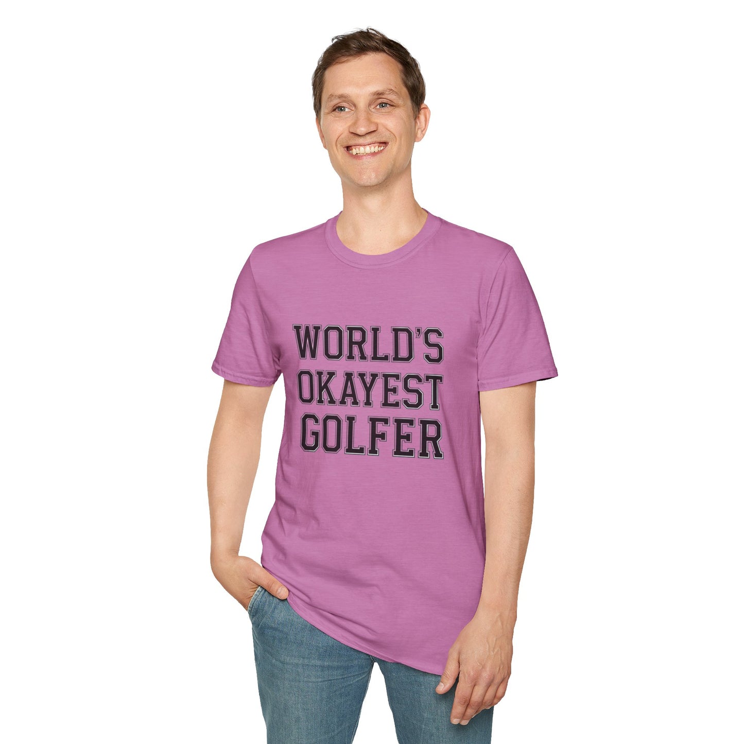 World's Okayest Golfer Unisex Softstyle T-Shirt - Fun Golf Gift for Enthusiasts