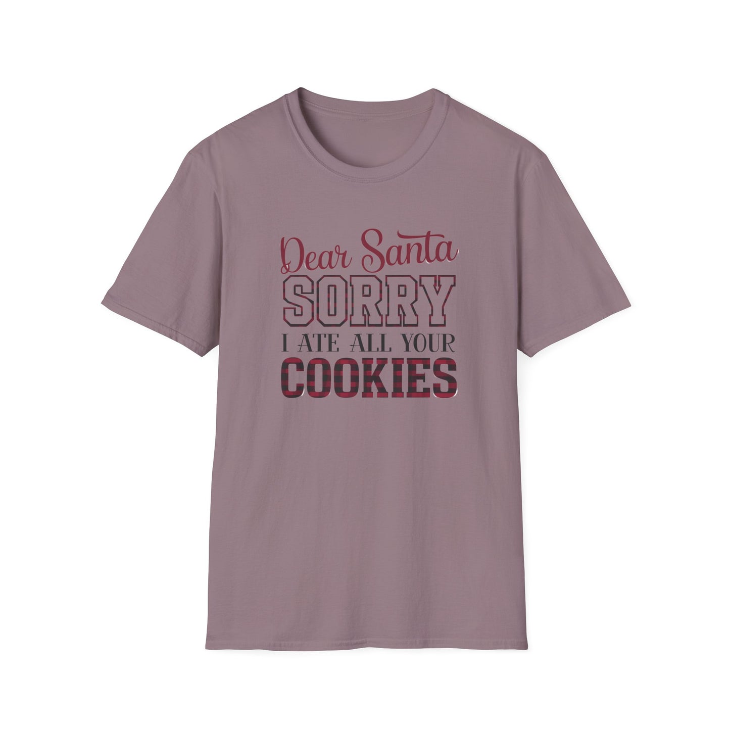 Funny Christmas T-Shirt, Unisex Softstyle Tee, Holiday Humor Gift, Santa Cookie Tee, Fun Gift for Him or Her, Seasonal Wear