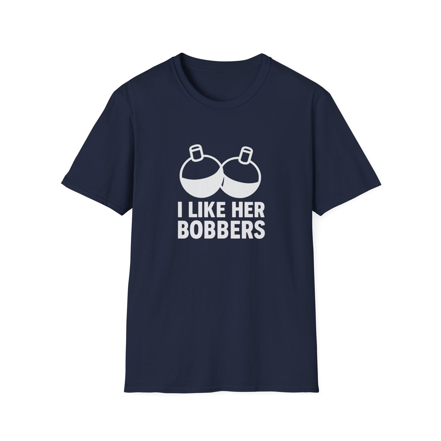 I Like Her Bobbers Unisex Softstyle T-Shirt - Fun Casual Wear for Fishing Enthusiasts