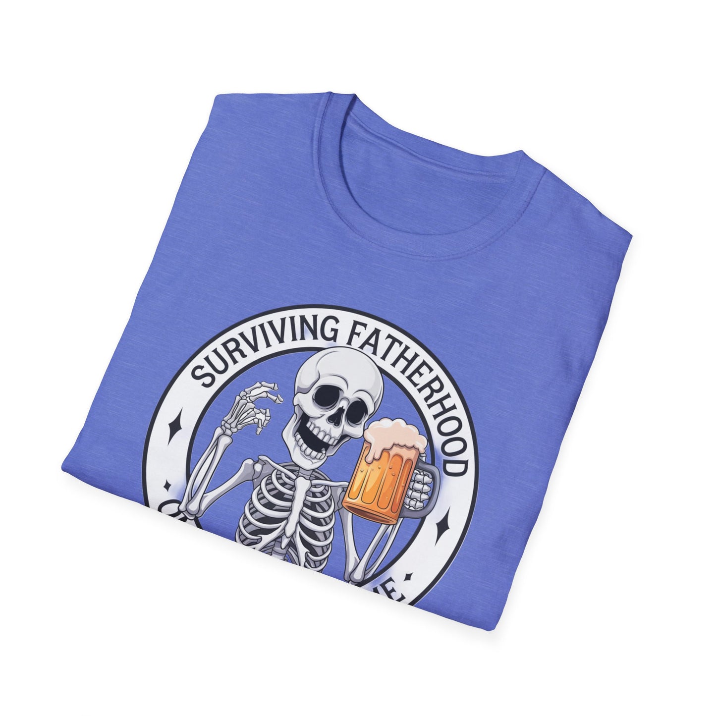 Surviving Fatherhood T-Shirt - Funny Gift for Dads, Halloween, Father's Day, Birthday, Skeleton Design