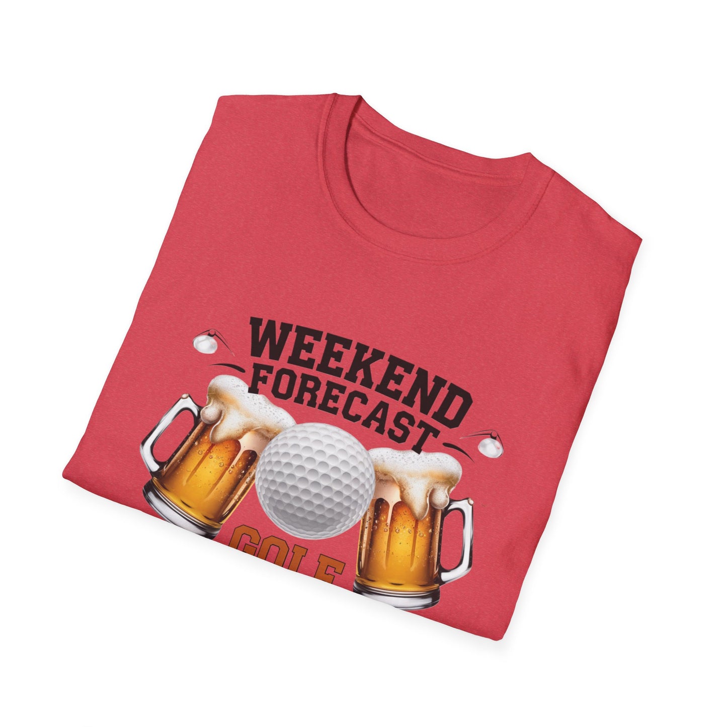 Weekend Forecast Golf Drinking T-Shirt | Unisex Softstyle Tee for Golf Lovers