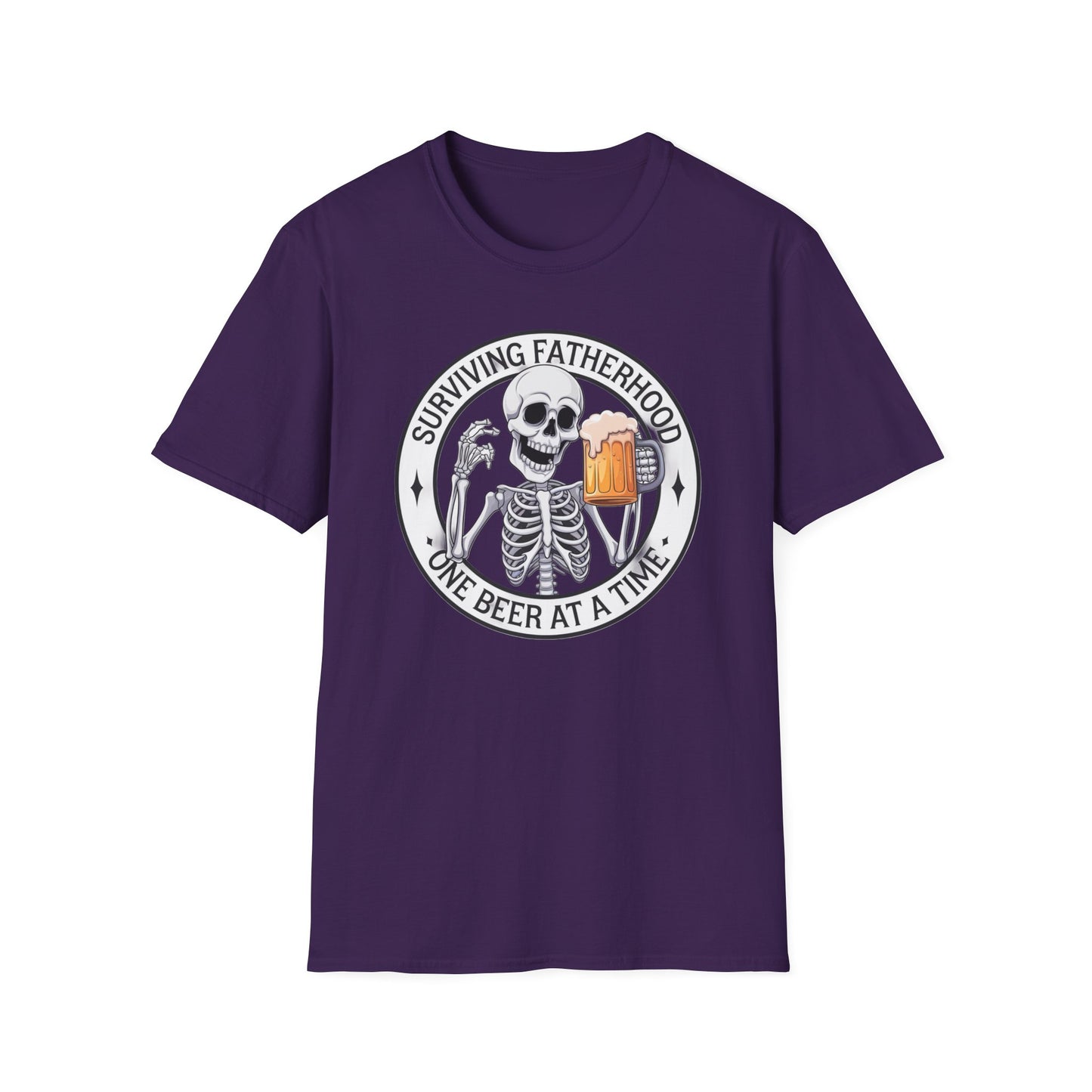 Surviving Fatherhood T-Shirt - Funny Gift for Dads, Halloween, Father's Day, Birthday, Skeleton Design
