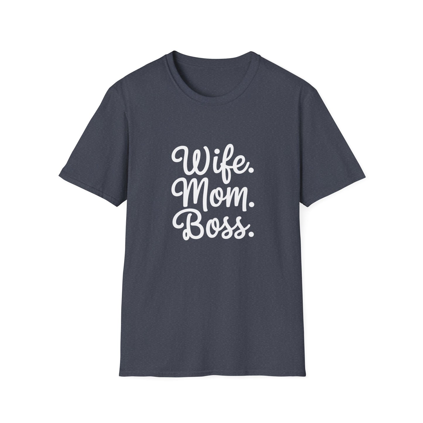 Wife Mom Boss T-Shirt | Unisex Softstyle Tee for Empowered Moms | Gift for Mother's Day, Birthday, Casual Wear, Everyday Life