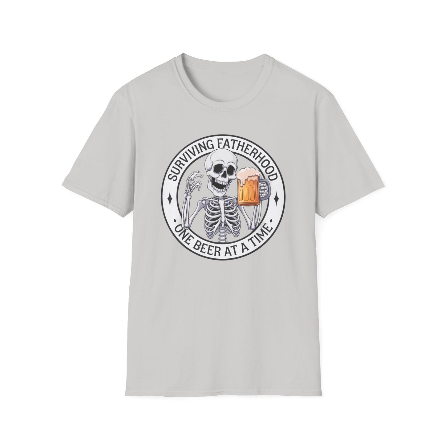 Surviving Fatherhood T-Shirt - Funny Gift for Dads, Halloween, Father's Day, Birthday, Skeleton Design