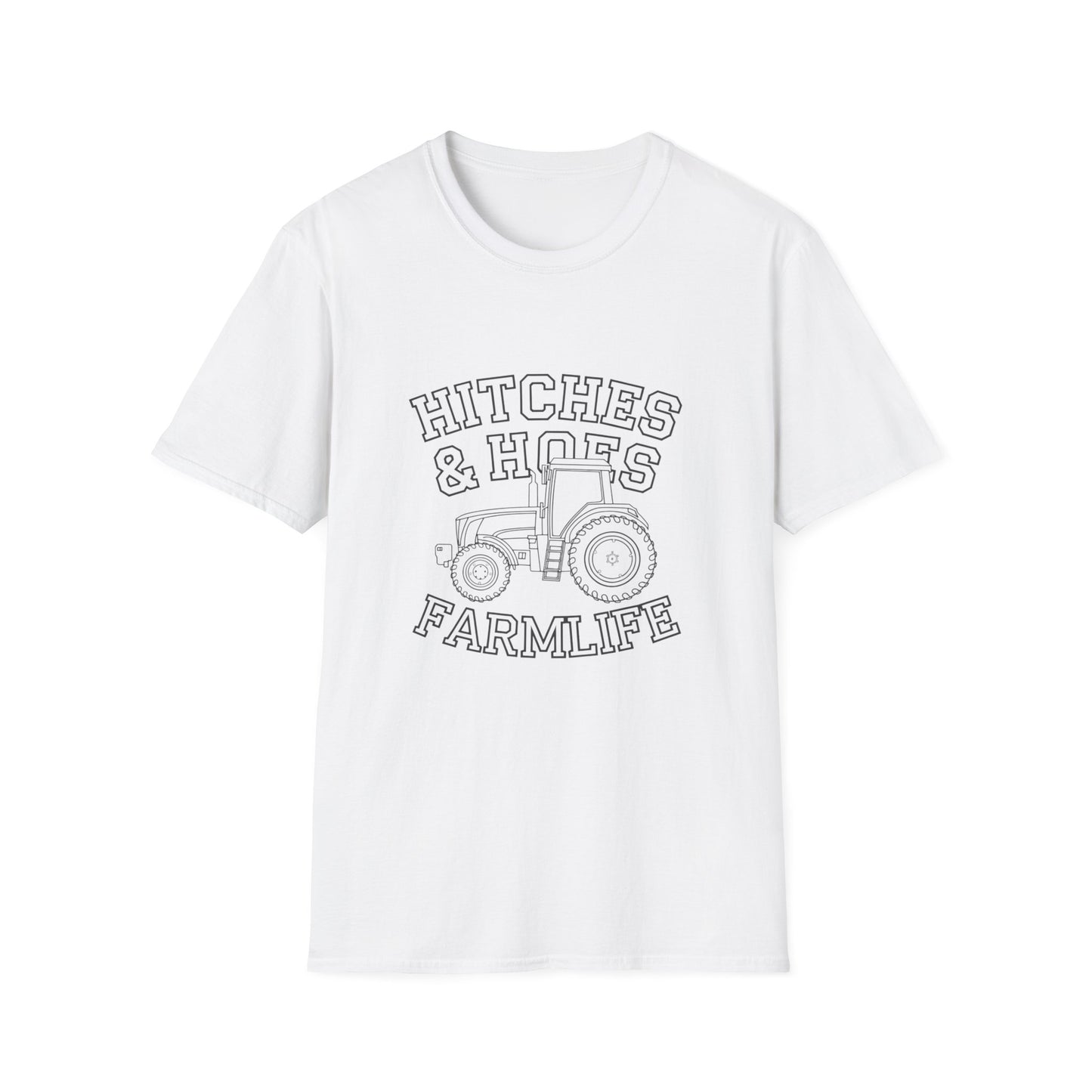 Hitches & Hoes Farm Life T-Shirt - Unisex Softstyle Tee for Farmers