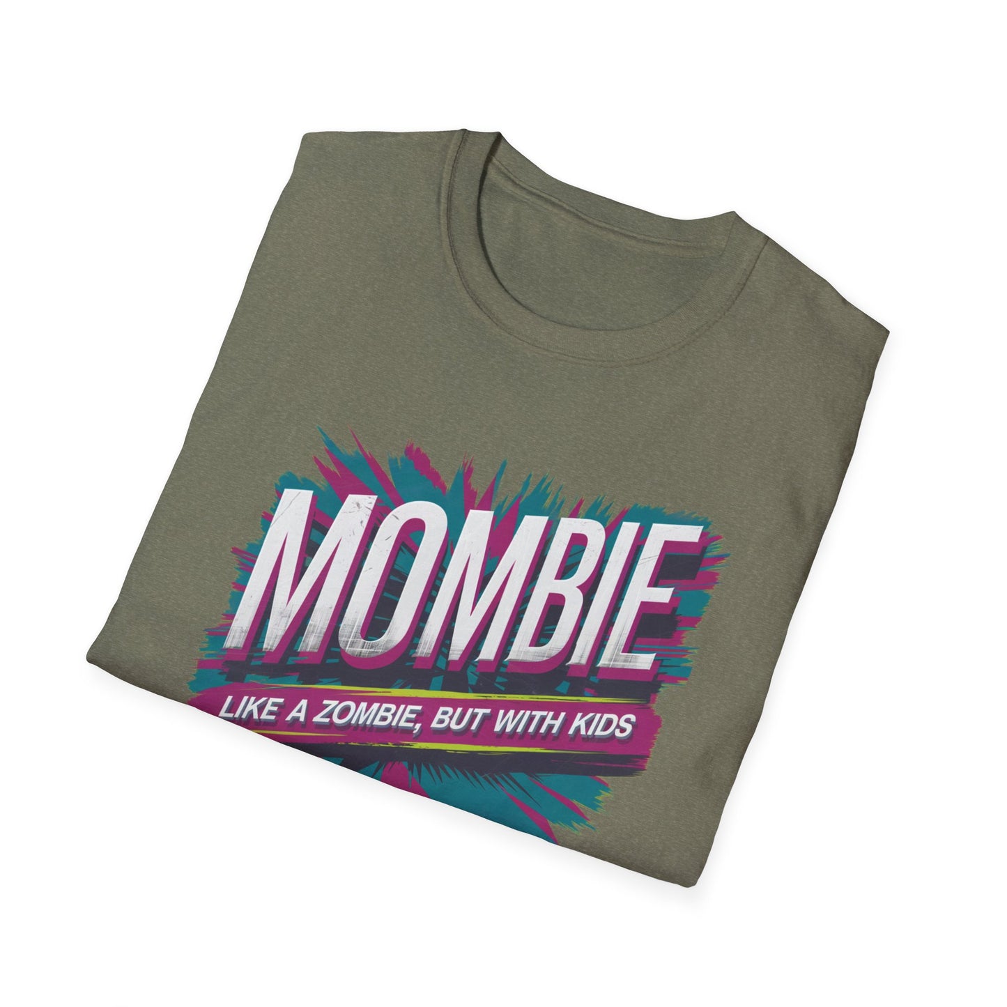 Mombie T-Shirt - Funny Parenting Gift, Unisex Softstyle Tee, Perfect for Moms, Halloween, Gift for New Moms, Casual Wear