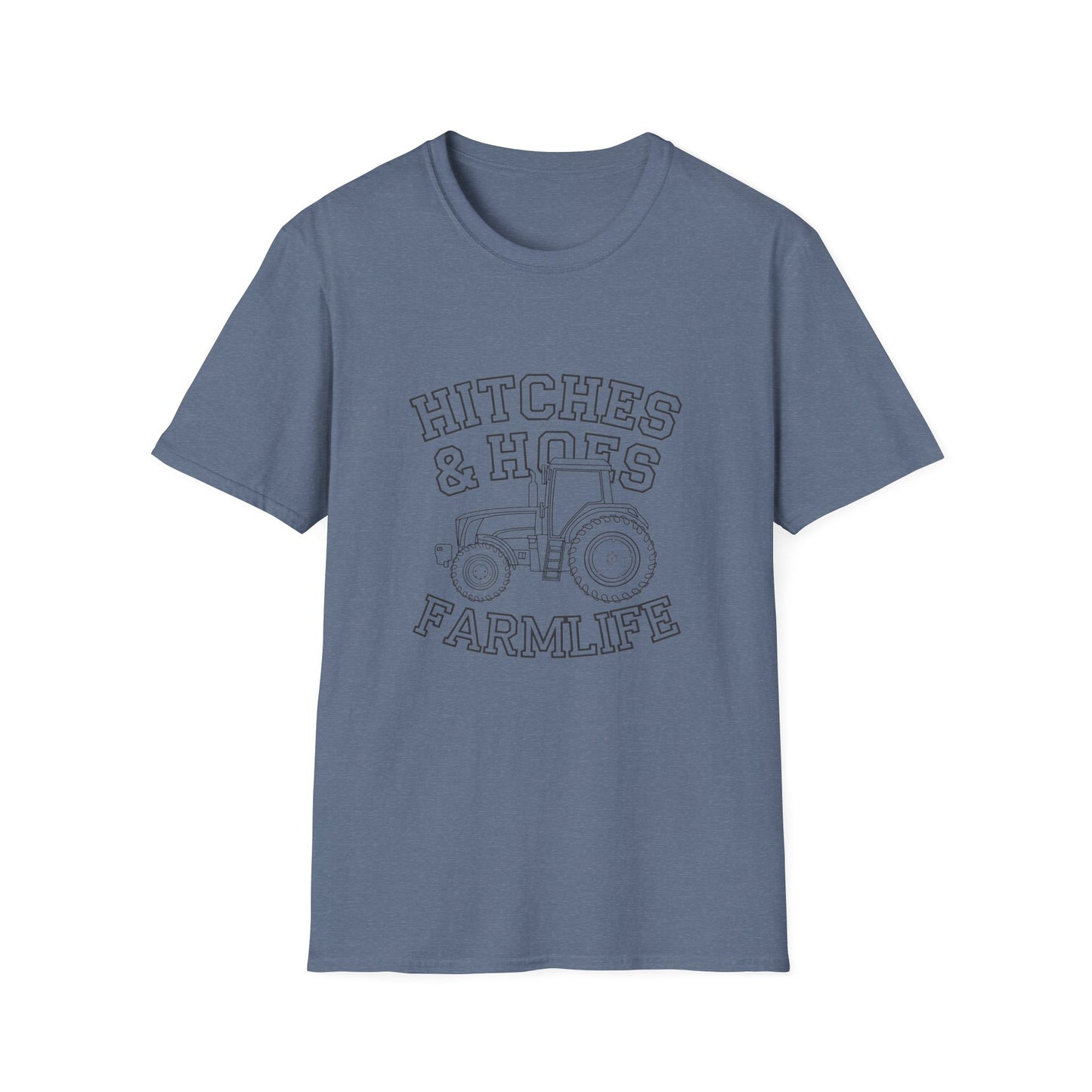 Hitches & Hoes Farm Life T-Shirt - Unisex Softstyle Tee for Farmers