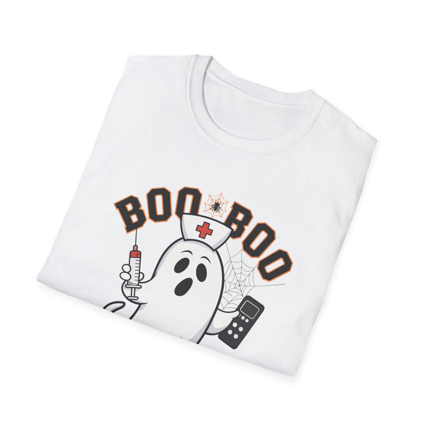 Boo Boo Crew T-Shirt, Softstyle Tee for Halloween, Ghost Nurse Shirt, Fun Family Costume Top, Spooky Comedy Dress-Up