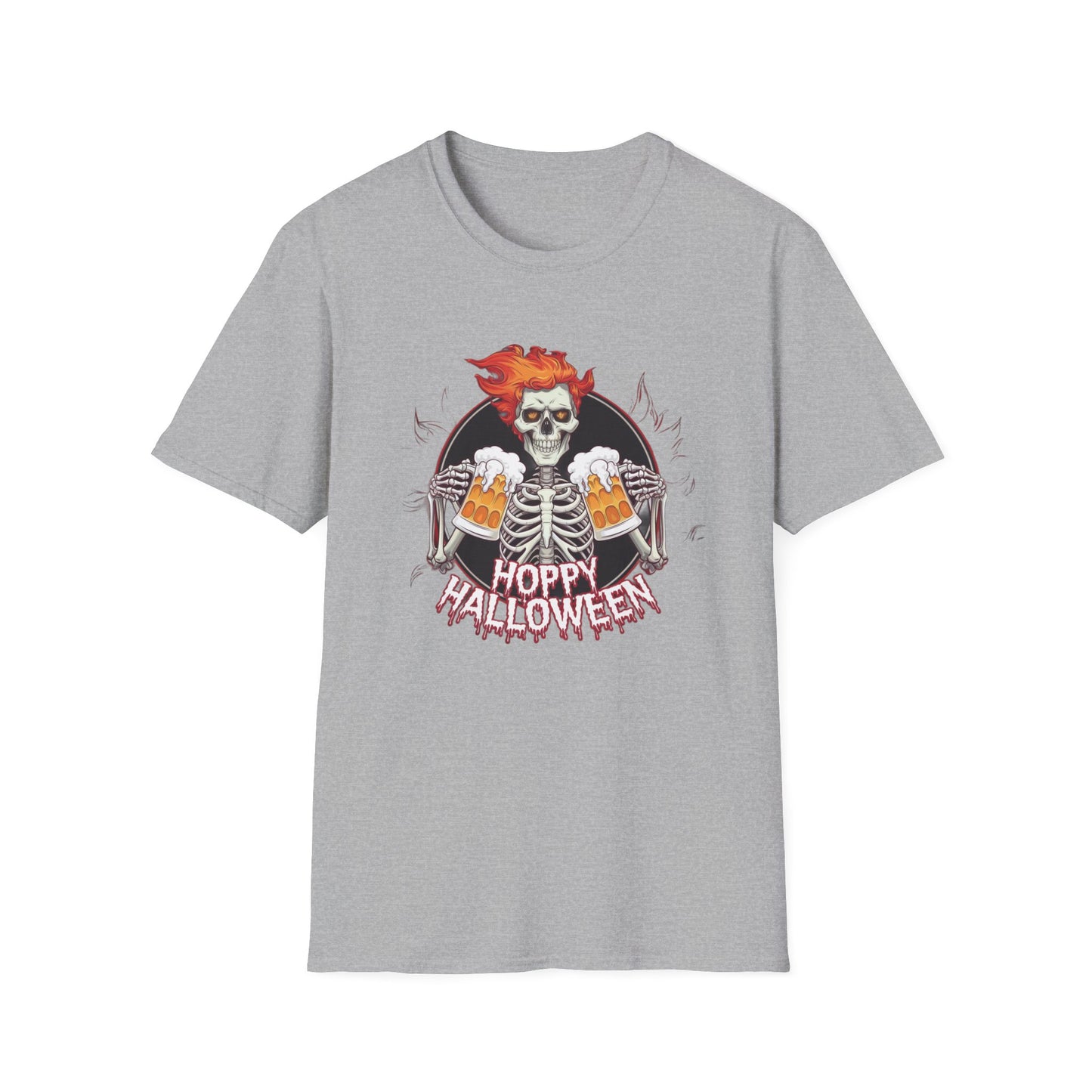 Halloween Skeleton T-Shirt, Unisex Softstyle Tee, Spooky Party Shirt, Halloween Costume Top, Gift for Halloween Lovers