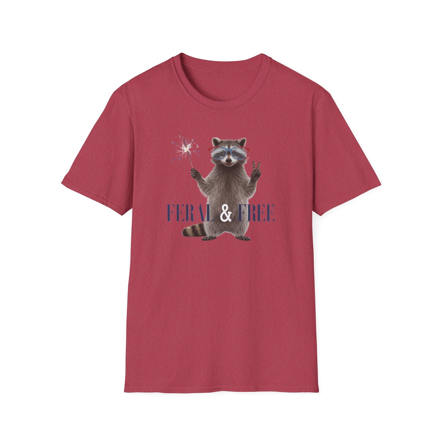 Feral & Free Raccoon Unisex Softstyle T-Shirt - Fun & Quirky Graphic Tee