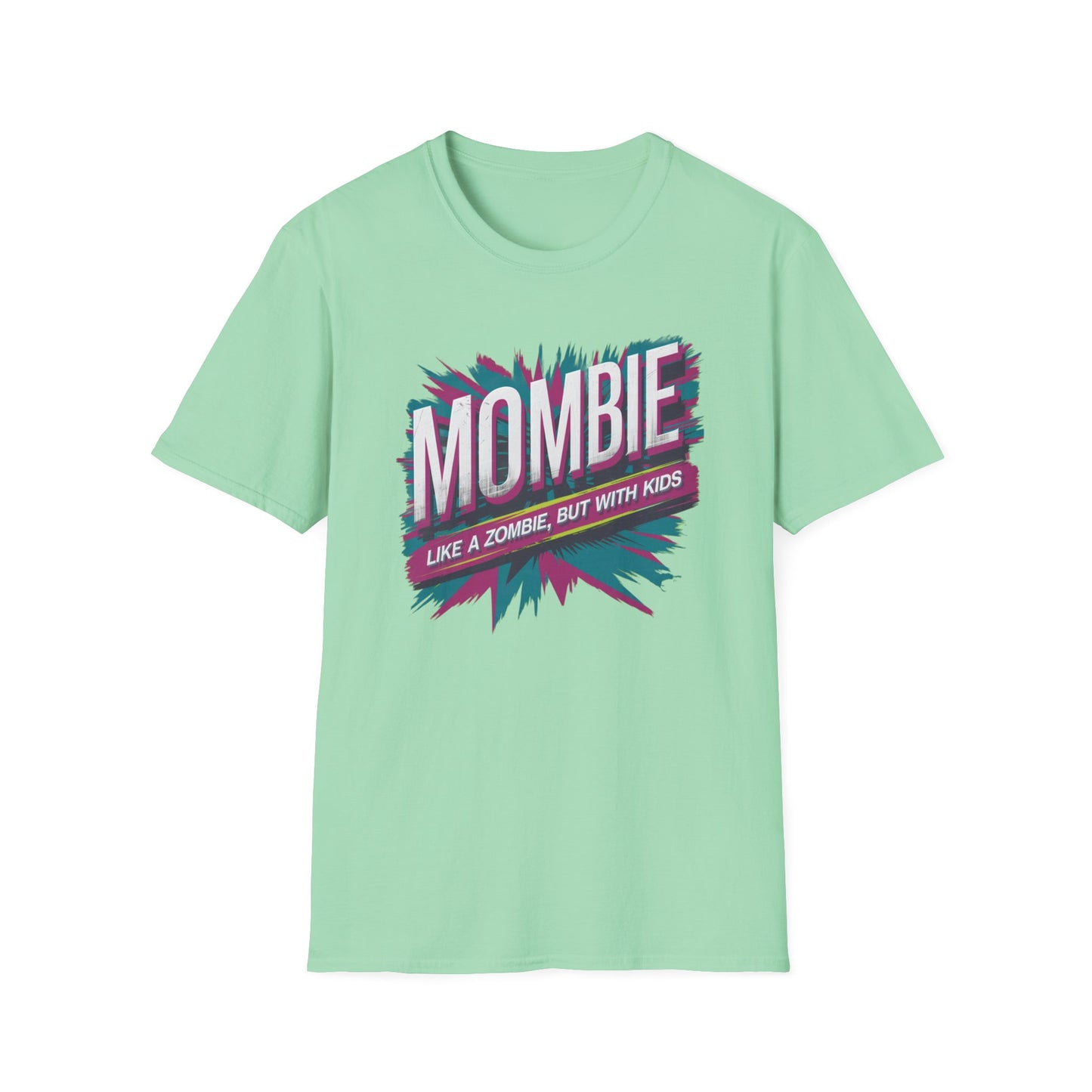 Mombie T-Shirt - Funny Parenting Gift, Unisex Softstyle Tee, Perfect for Moms, Halloween, Gift for New Moms, Casual Wear