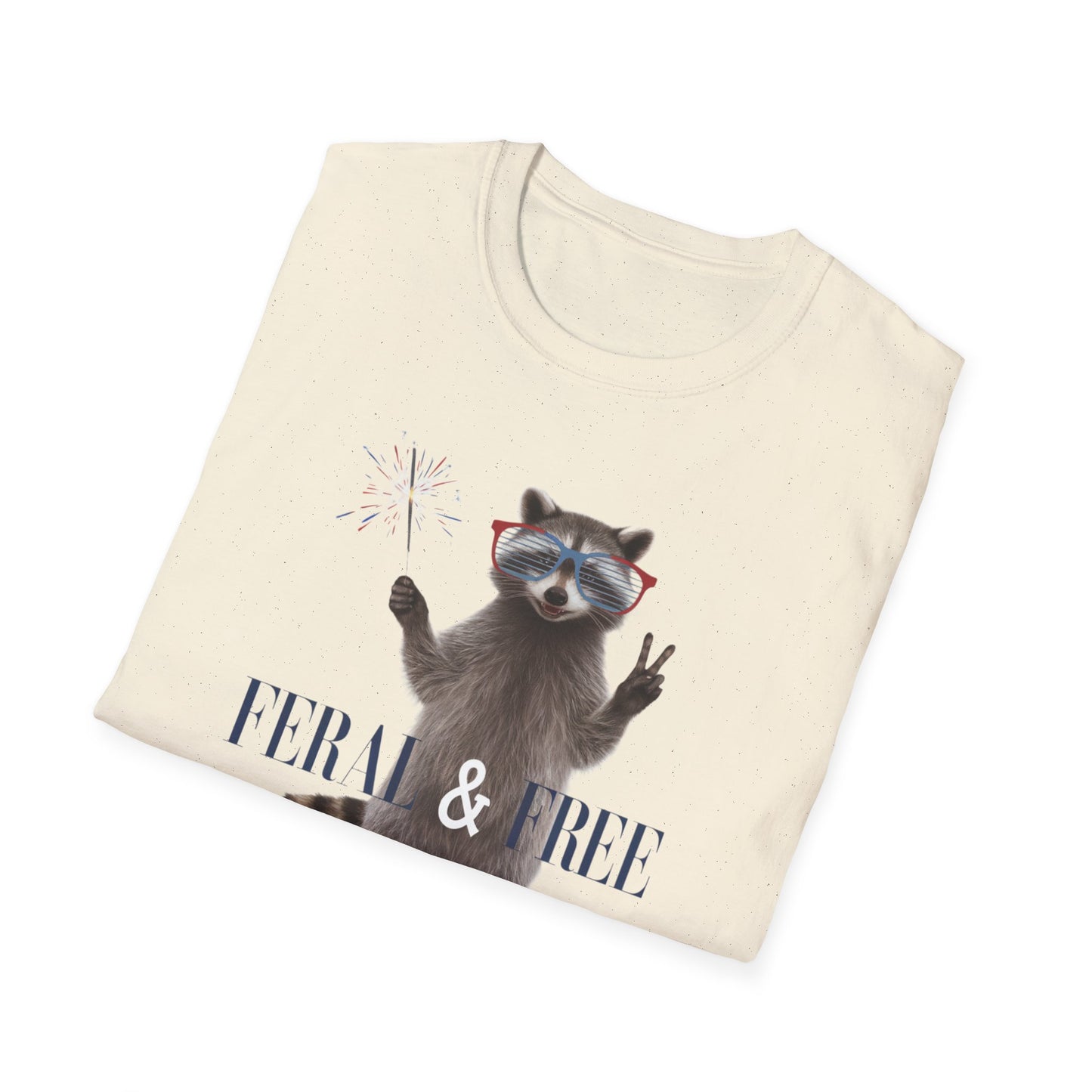 Feral & Free Raccoon Unisex Softstyle T-Shirt - Fun & Quirky Graphic Tee