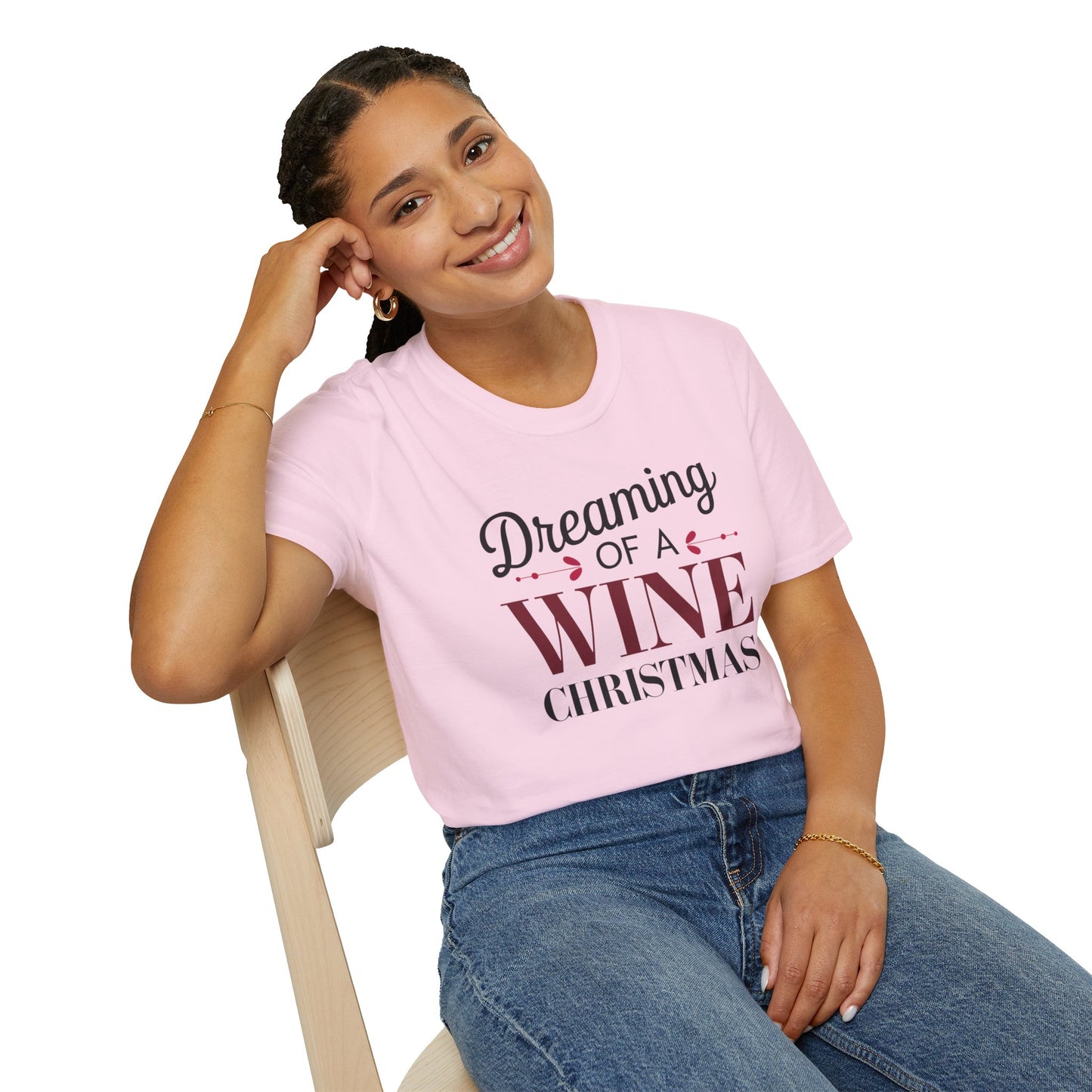 Dreaming of a Wine Christmas Unisex T-Shirt, Casual Gift, Holiday Apparel, Wine Lovers Tee, Christmas Party Shirt