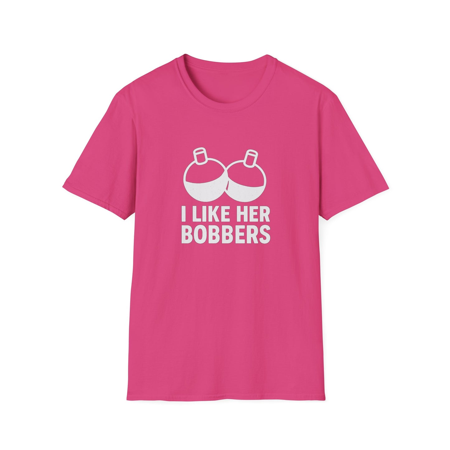 I Like Her Bobbers Unisex Softstyle T-Shirt - Fun Casual Wear for Fishing Enthusiasts