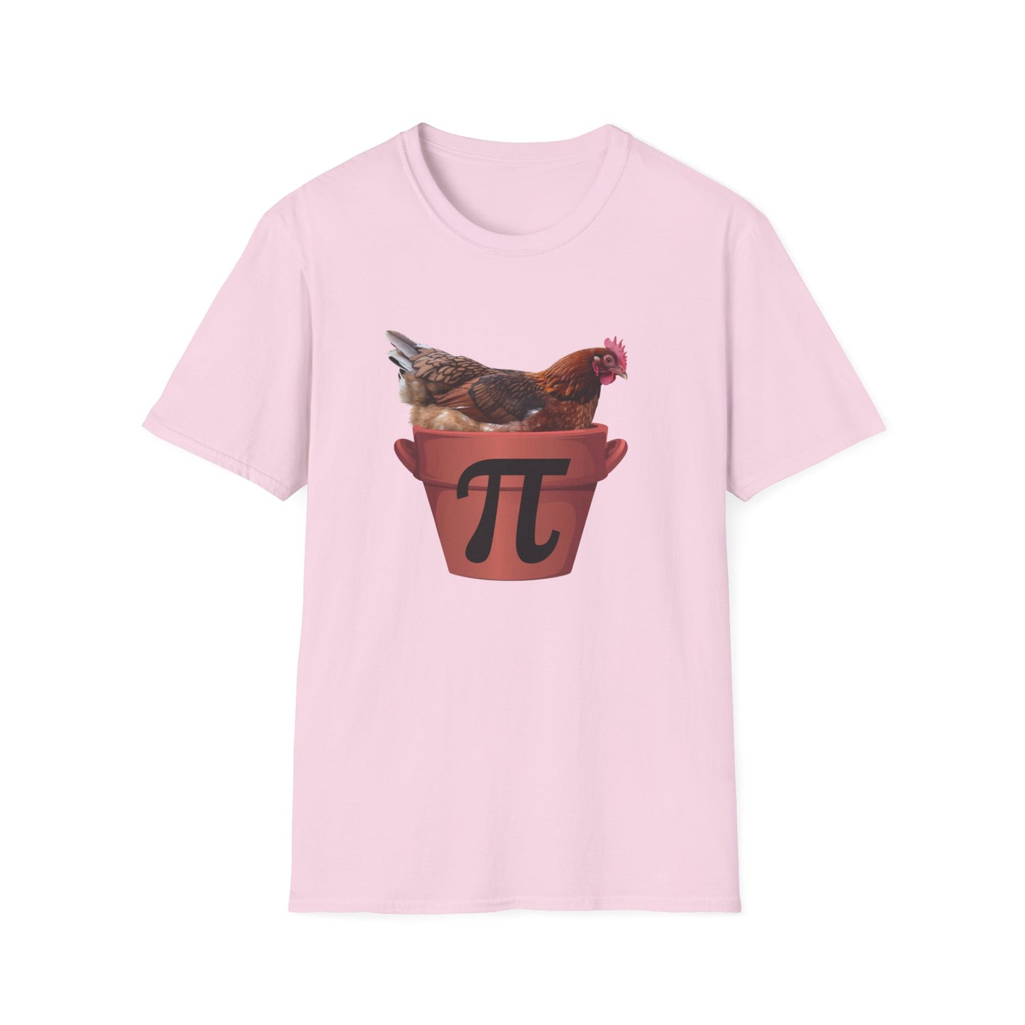 Funny Chicken Pi Unisex Softstyle T-Shirt - Quirky Math Humor Tee