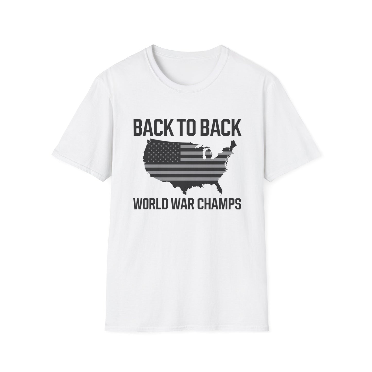 Patriotic Unisex Softstyle T-Shirt – ‘Back to Back World War Champs’