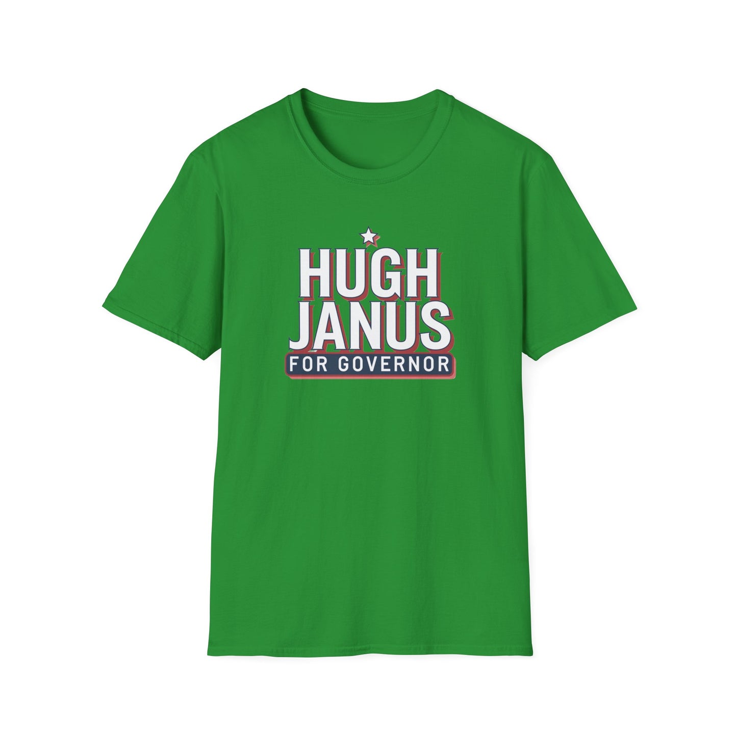 Funny Political T-Shirt - Hugh Janus for Governor, Unisex Softstyle Tee, Election Campaign Shirt, Gift for Voters, Political Humor Top