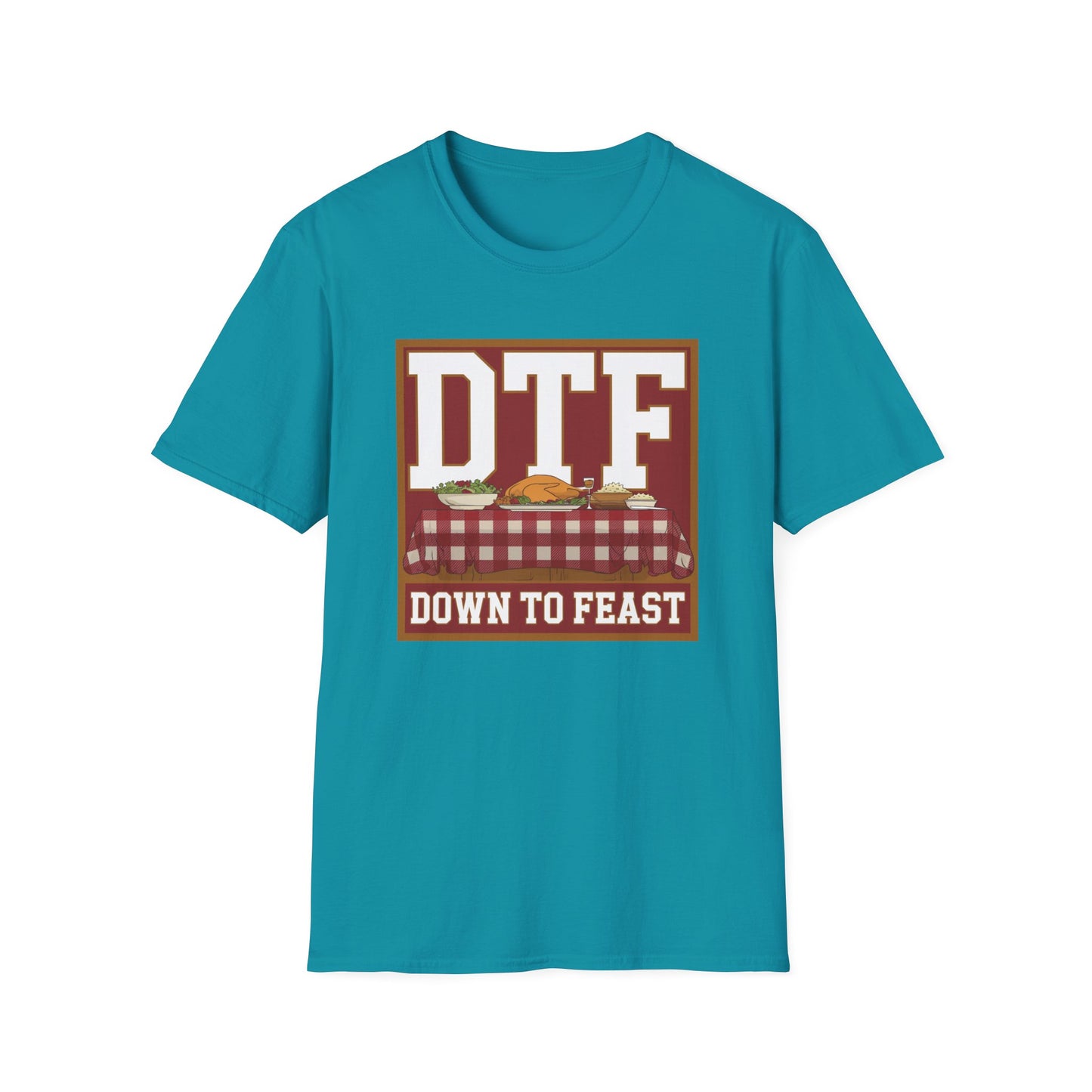 DTF Down to Feast Unisex Softstyle T-Shirt - Perfect for Food Lovers and Parties