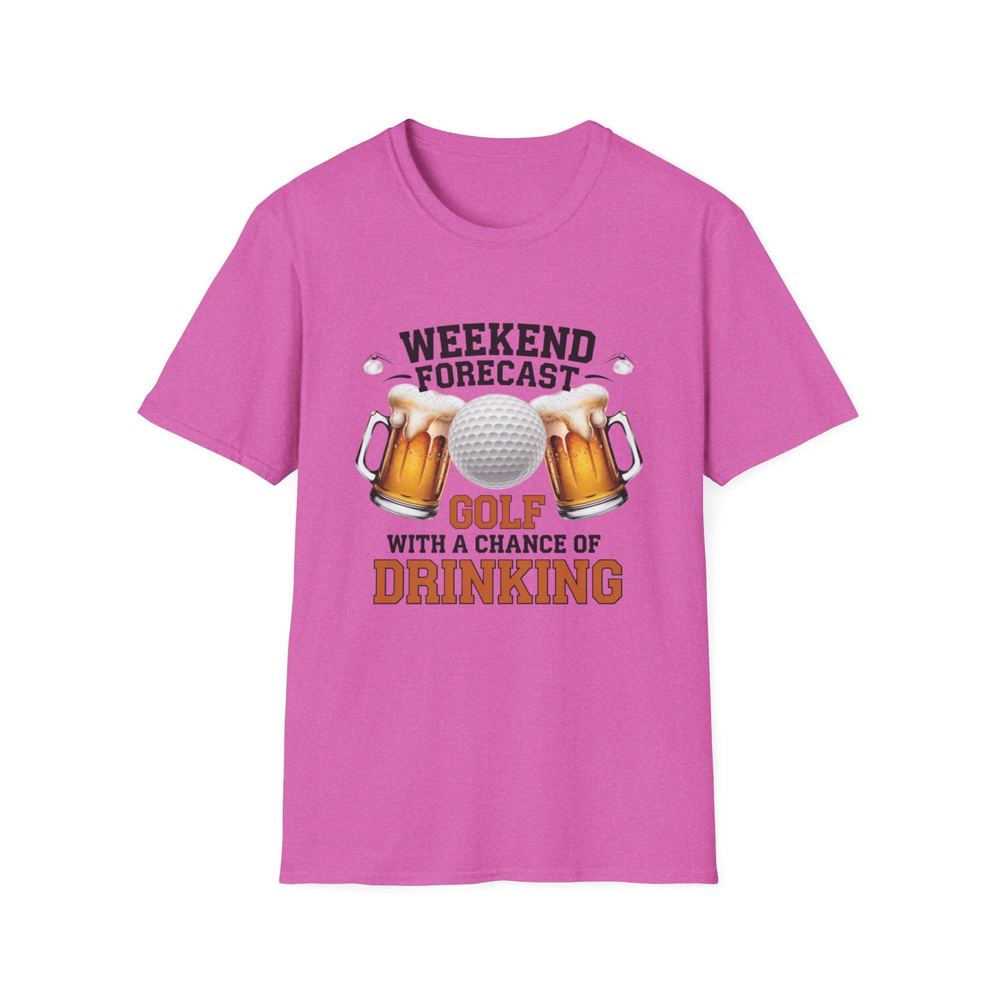 Weekend Forecast Golf Drinking T-Shirt | Unisex Softstyle Tee for Golf Lovers