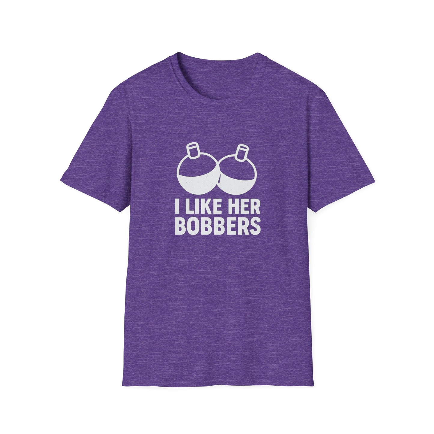 I Like Her Bobbers Unisex Softstyle T-Shirt - Fun Casual Wear for Fishing Enthusiasts