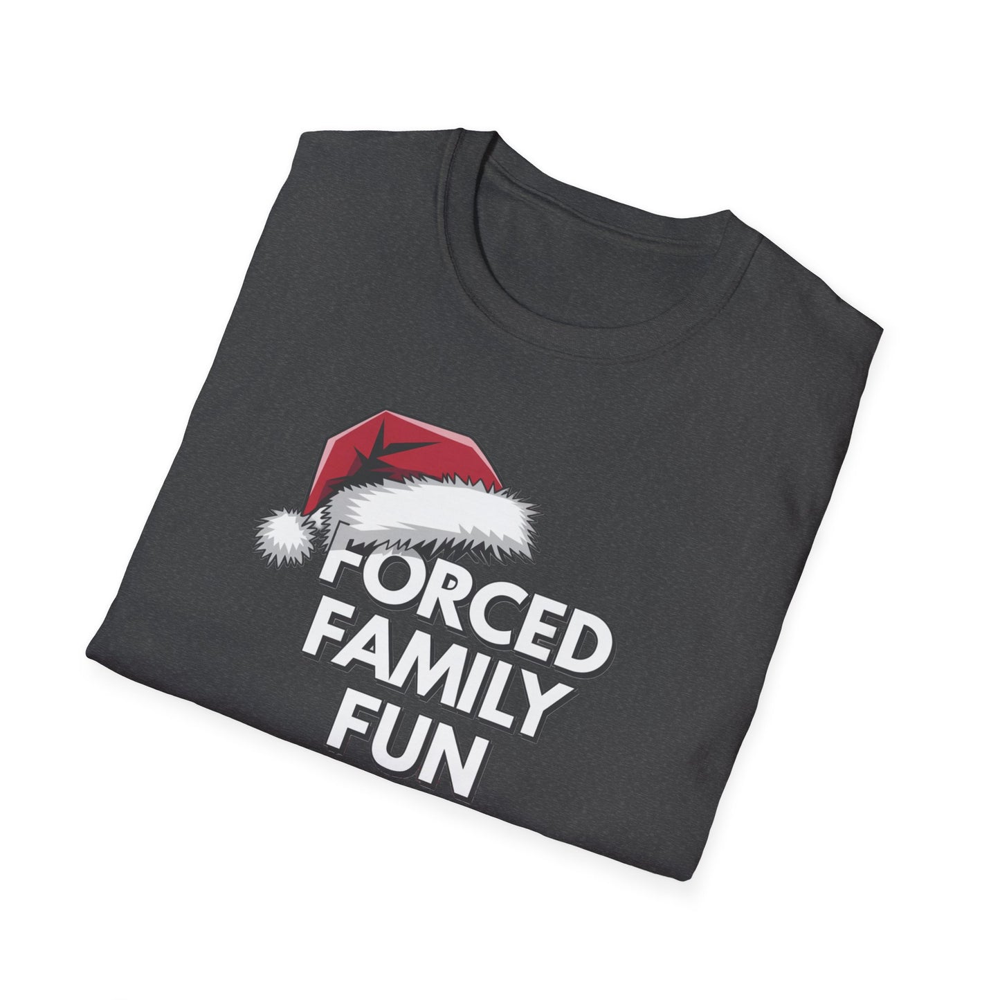 Forced Family Fun T-Shirt | Unisex Holiday Tee, Christmas Gift, Family Reunion Wear, Funny Christmas Shirt, Softstyle Tee