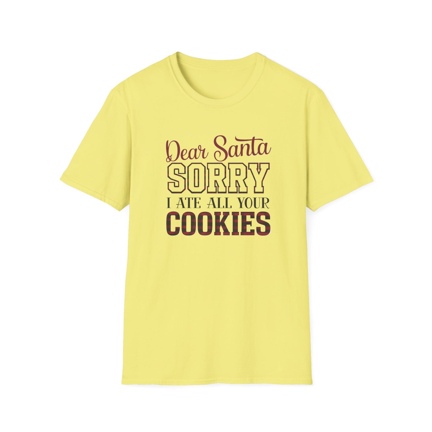 Funny Christmas T-Shirt, Unisex Softstyle Tee, Holiday Humor Gift, Santa Cookie Tee, Fun Gift for Him or Her, Seasonal Wear