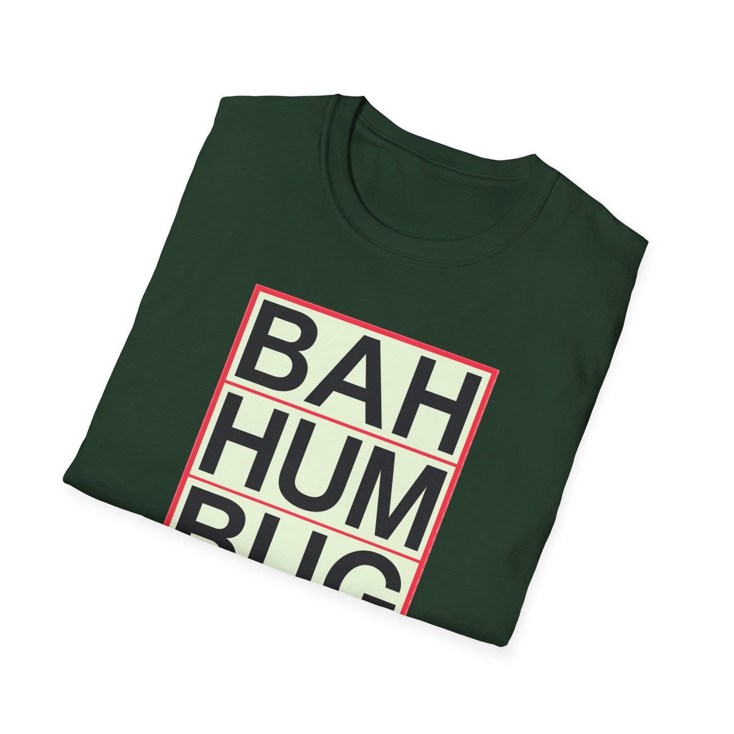 Bah Humbug Unisex Softstyle T-Shirt, Funny Christmas Shirt, Holiday Humor Tee, Gift for Grumpy Friends, Festive Casualwear