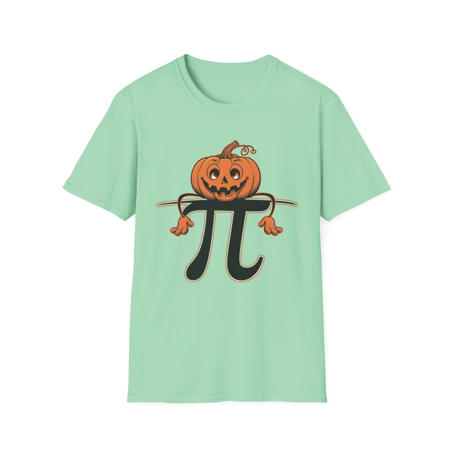 Funny Pumpkin Pi Unisex Softstyle T-Shirt - Halloween Tee, Math Lover Shirt, Fall Apparel, Seasonal Gift, Casual Outfit
