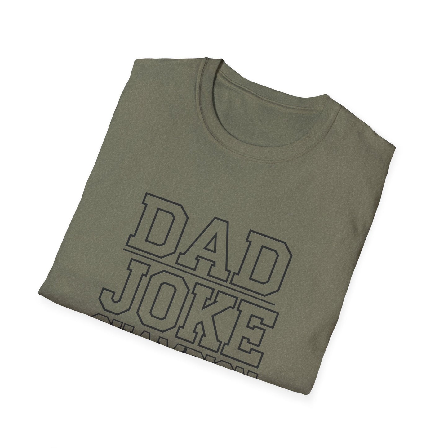 Dad Joke Champion Unisex Softstyle T-Shirt - Perfect Gift for Fathers' Day, Family Gatherings and Fun Occasions