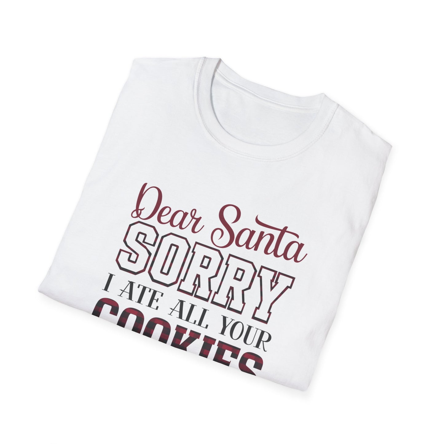 Funny Christmas T-Shirt, Unisex Softstyle Tee, Holiday Humor Gift, Santa Cookie Tee, Fun Gift for Him or Her, Seasonal Wear