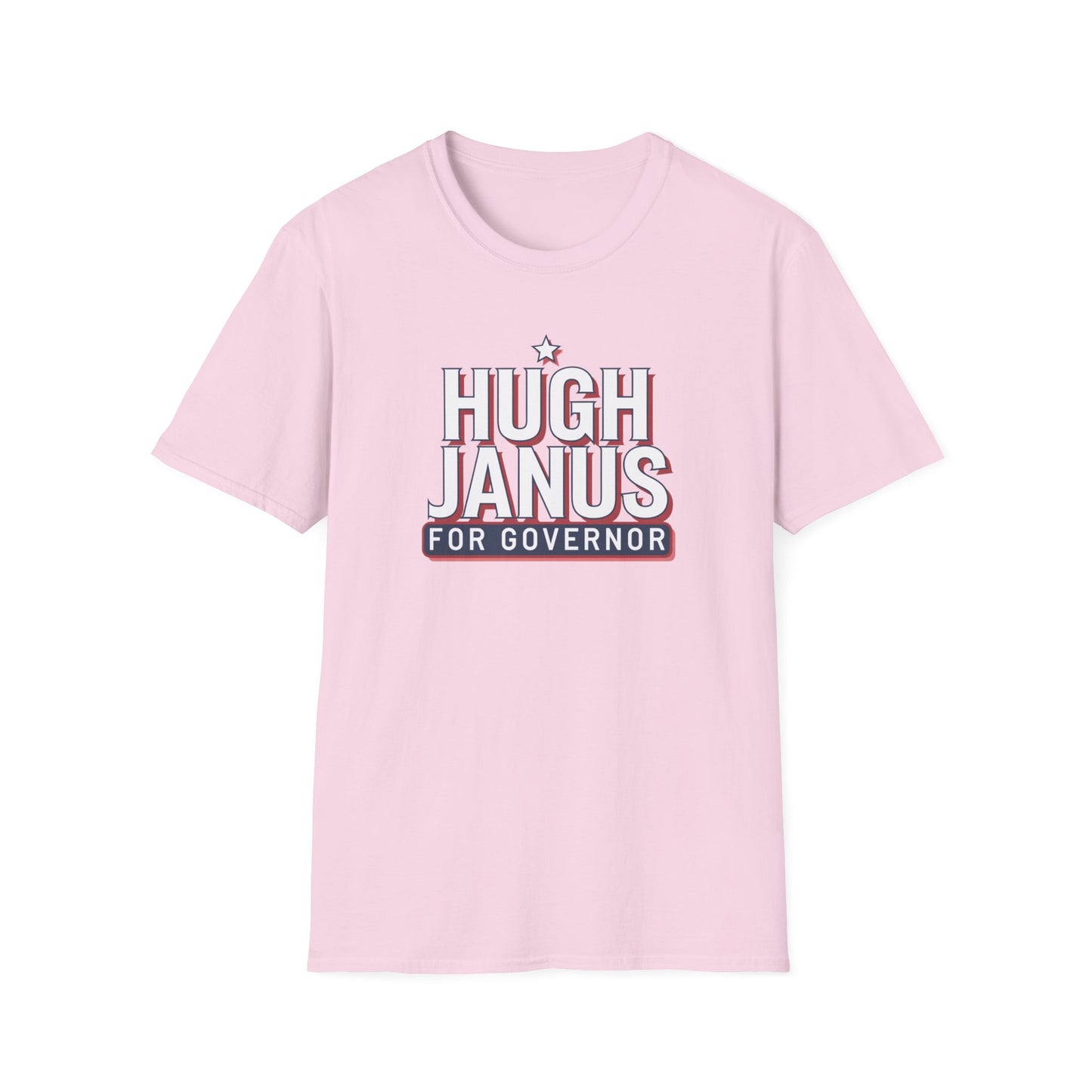 Funny Political T-Shirt - Hugh Janus for Governor, Unisex Softstyle Tee, Election Campaign Shirt, Gift for Voters, Political Humor Top