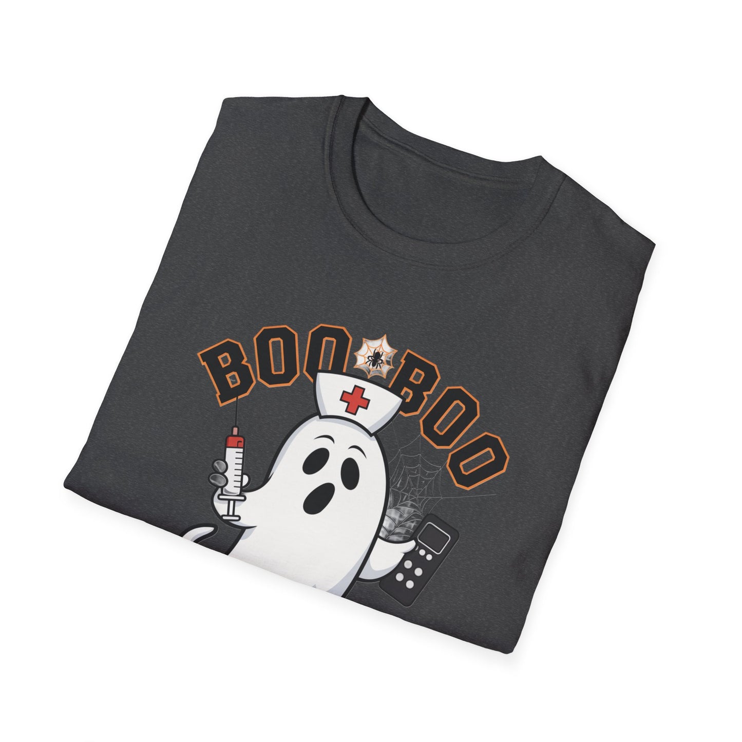 Boo Boo Crew T-Shirt, Softstyle Tee for Halloween, Ghost Nurse Shirt, Fun Family Costume Top, Spooky Comedy Dress-Up