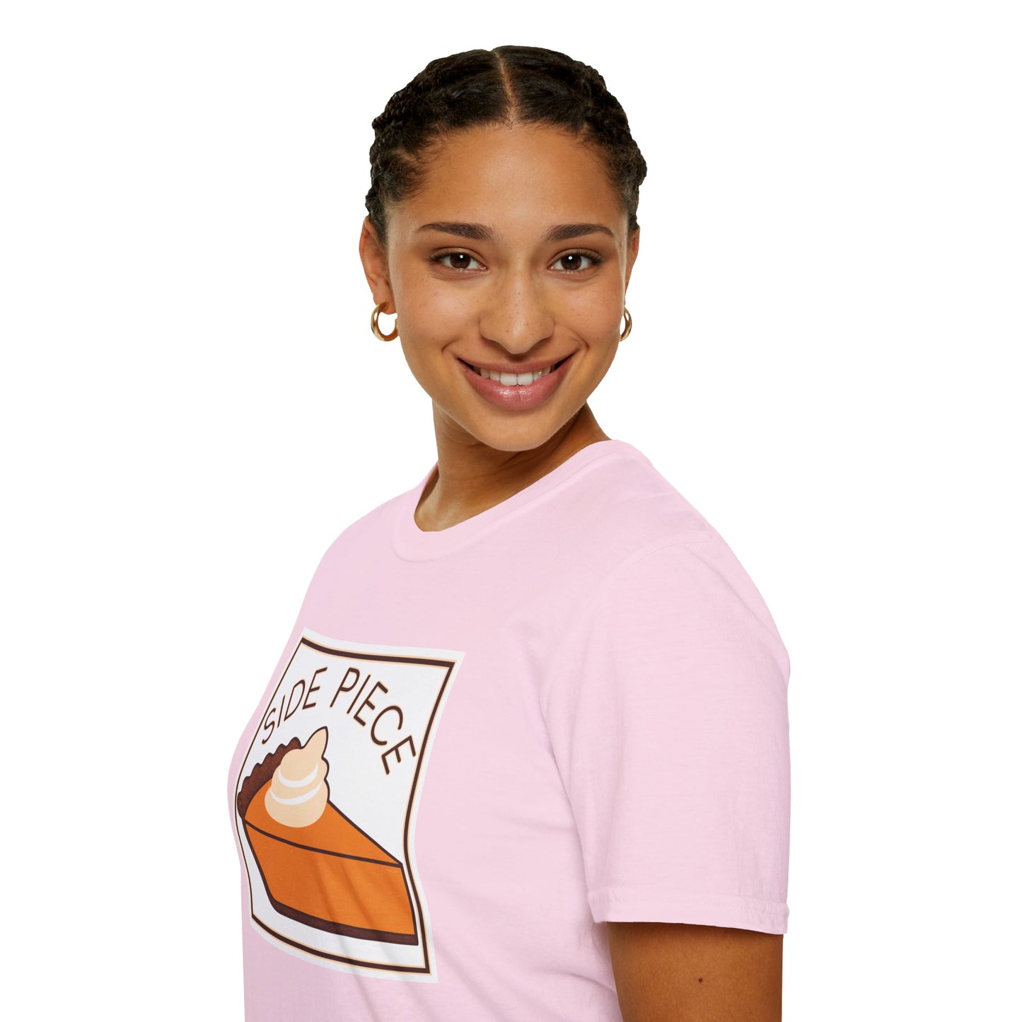 Funny Dessert Lover Unisex Softstyle T-Shirt - "Side Piece" Slice Design
