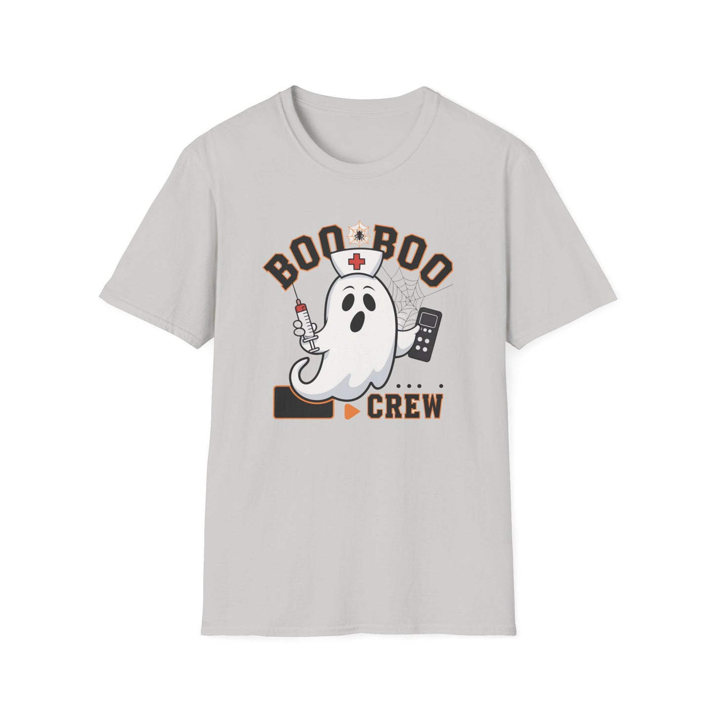 Boo Boo Crew T-Shirt, Softstyle Tee for Halloween, Ghost Nurse Shirt, Fun Family Costume Top, Spooky Comedy Dress-Up