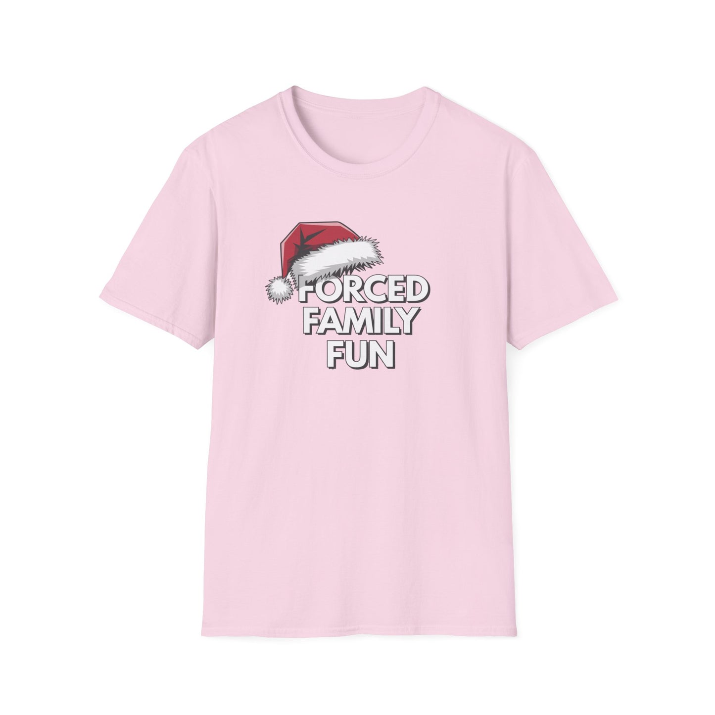 Forced Family Fun T-Shirt | Unisex Holiday Tee, Christmas Gift, Family Reunion Wear, Funny Christmas Shirt, Softstyle Tee