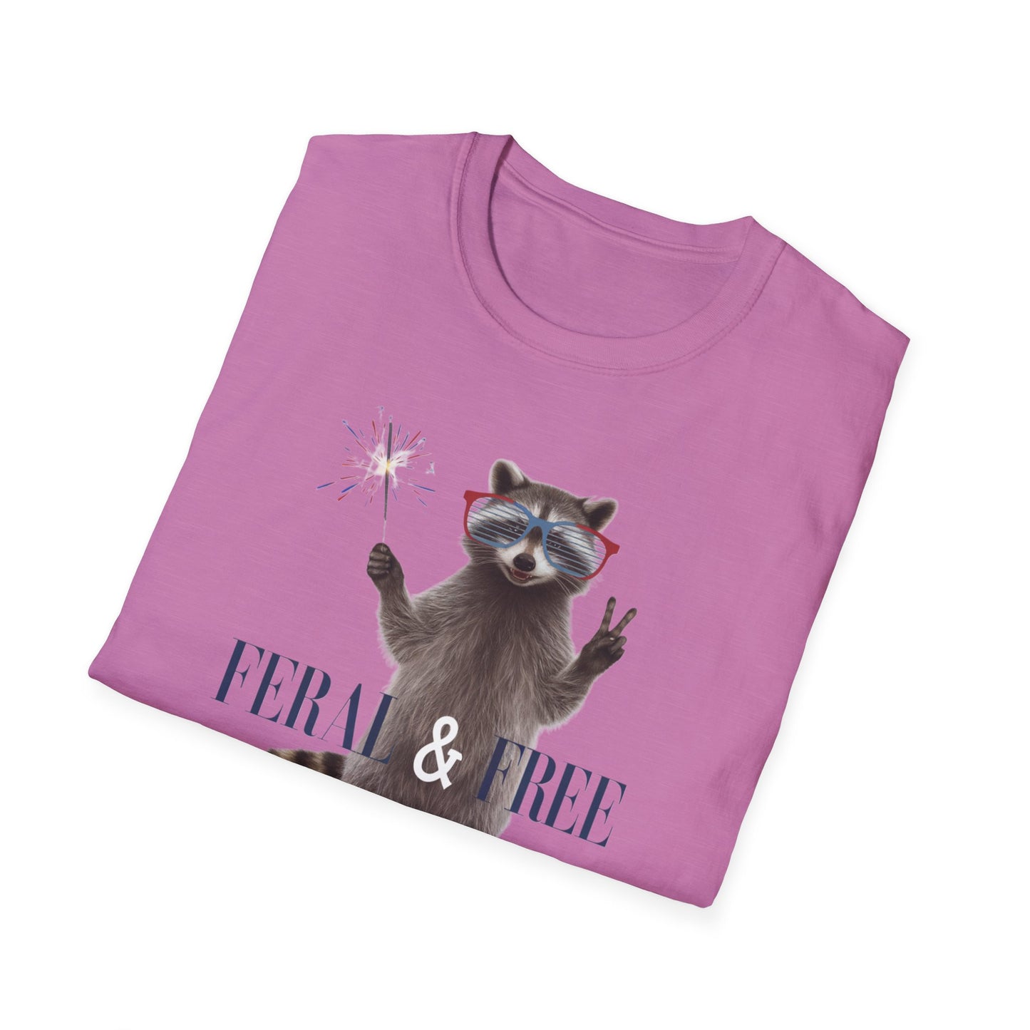 Feral & Free Raccoon Unisex Softstyle T-Shirt - Fun & Quirky Graphic Tee