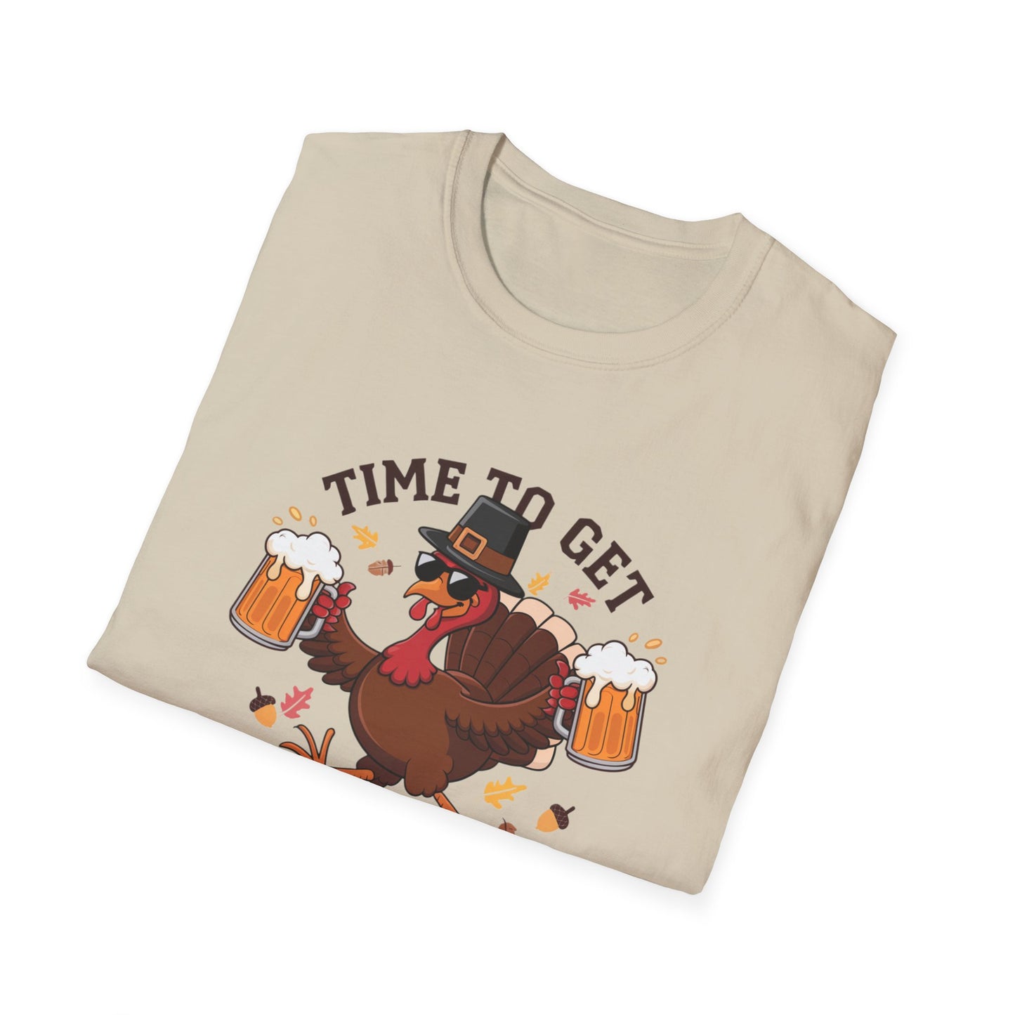 Funny Thanksgiving T-Shirt - 'Time to Get Basted' Unisex Softstyle Tee