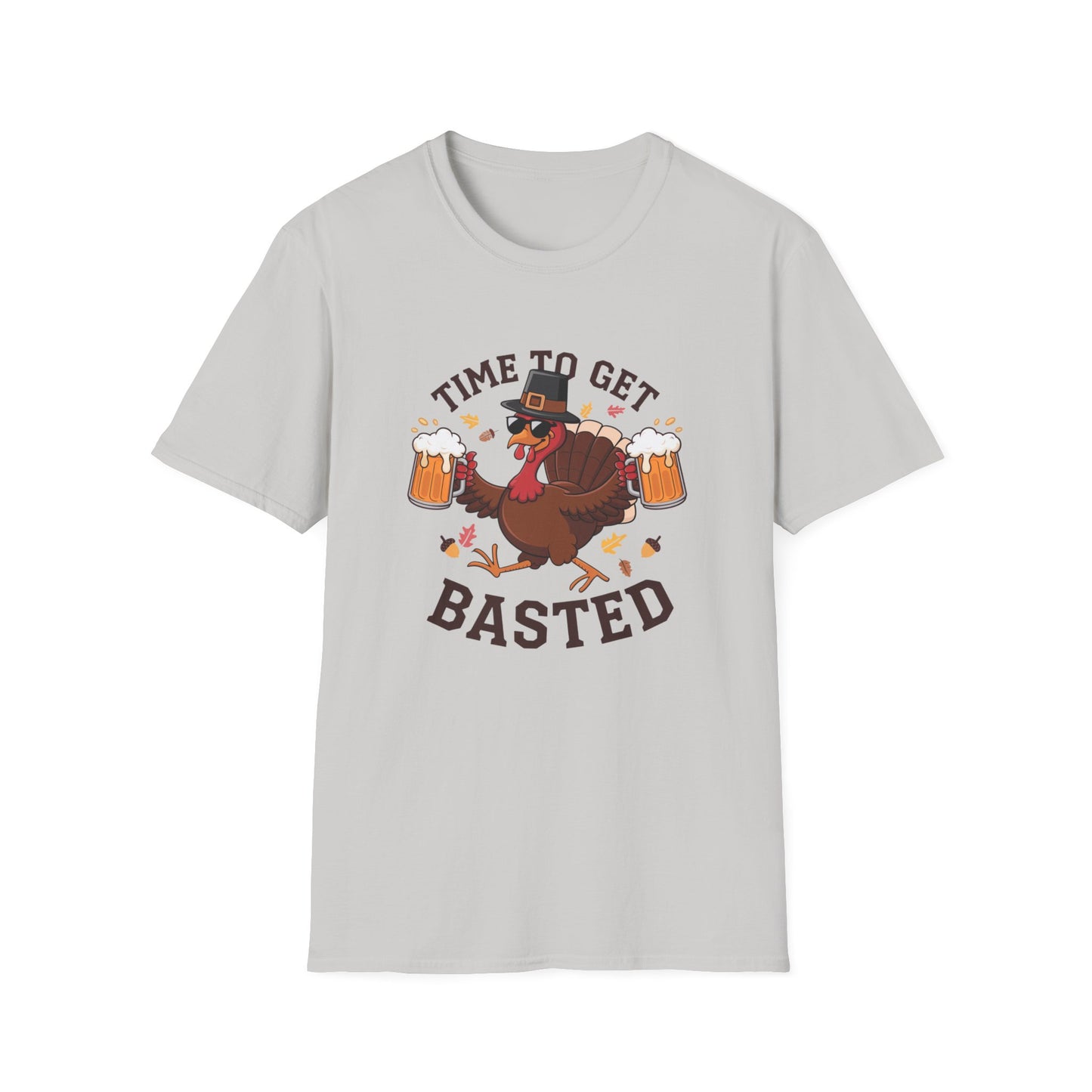 Funny Thanksgiving T-Shirt - 'Time to Get Basted' Unisex Softstyle Tee