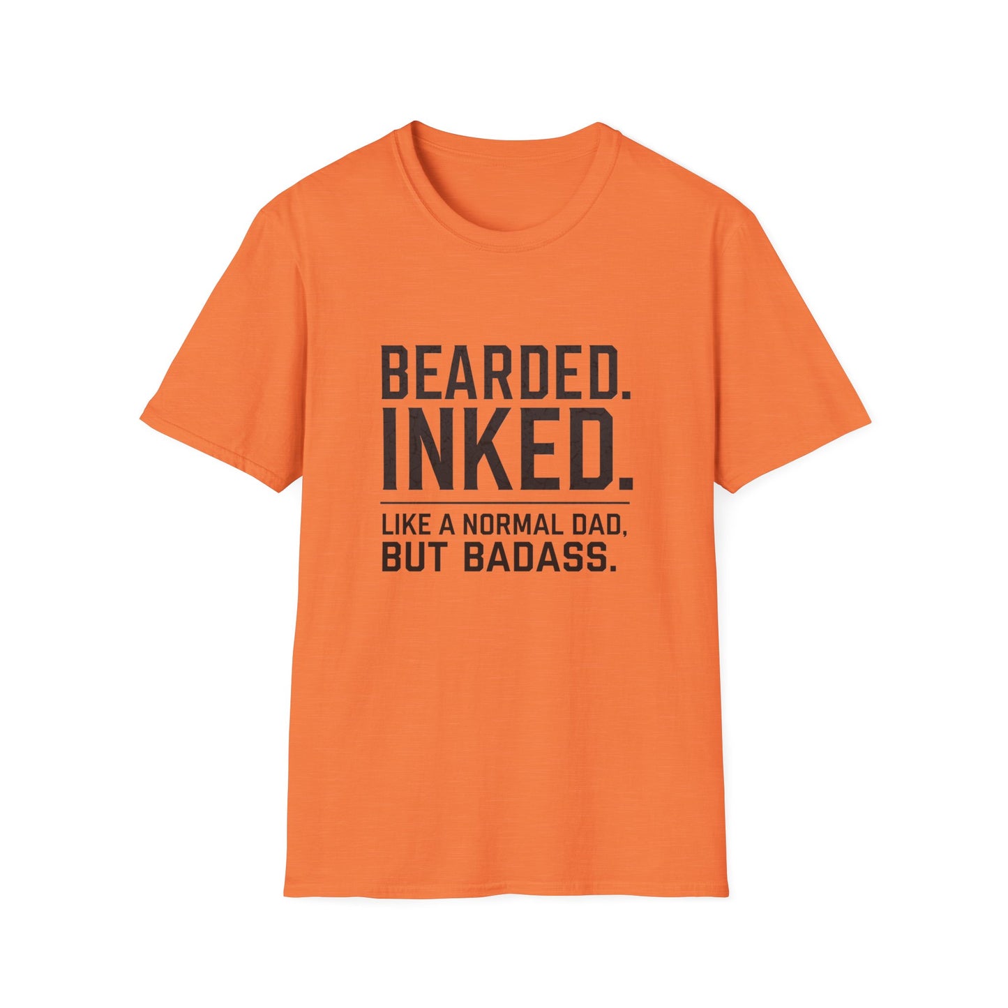 Bearded Dad T-Shirt, Funny Gift for Father's Day, Unisex Softstyle Tee, Casual Wear, Inked Dad Apparel, Perfect for Dads