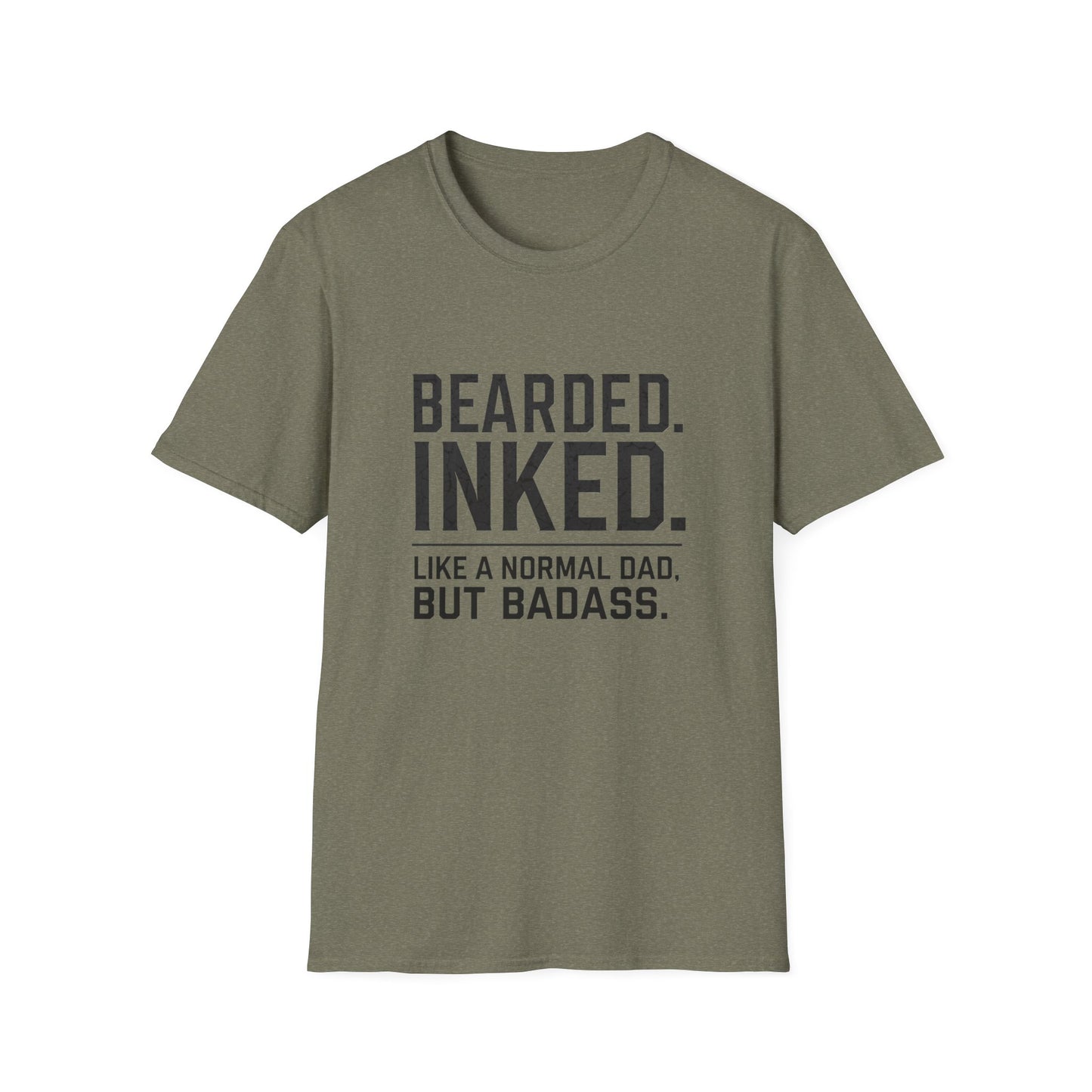 Bearded Dad T-Shirt, Funny Gift for Father's Day, Unisex Softstyle Tee, Casual Wear, Inked Dad Apparel, Perfect for Dads
