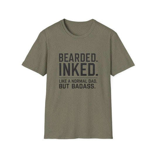 Bearded Dad T-Shirt, Funny Gift for Father's Day, Unisex Softstyle Tee, Casual Wear, Inked Dad Apparel, Perfect for Dads