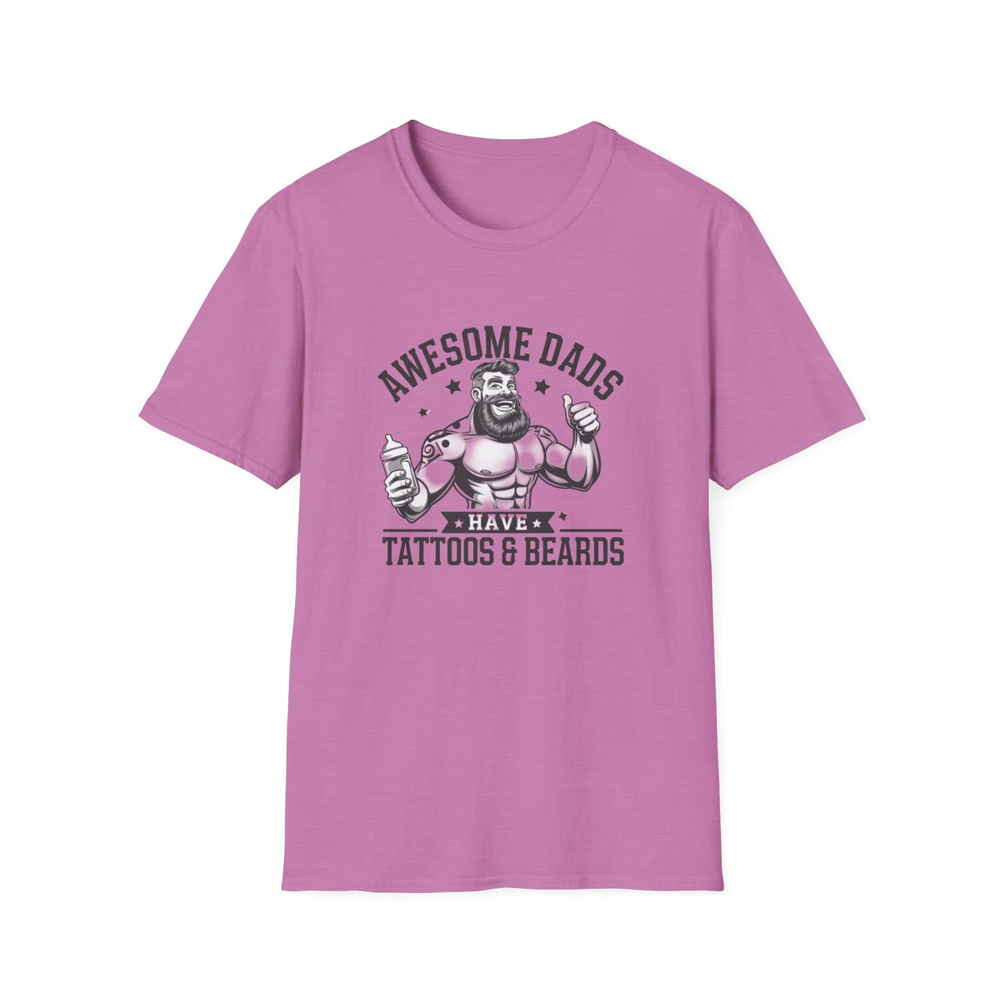 Awesome Dads Tattoo & Beard T-Shirt | Unisex Softstyle Tee Fathers Day Gift