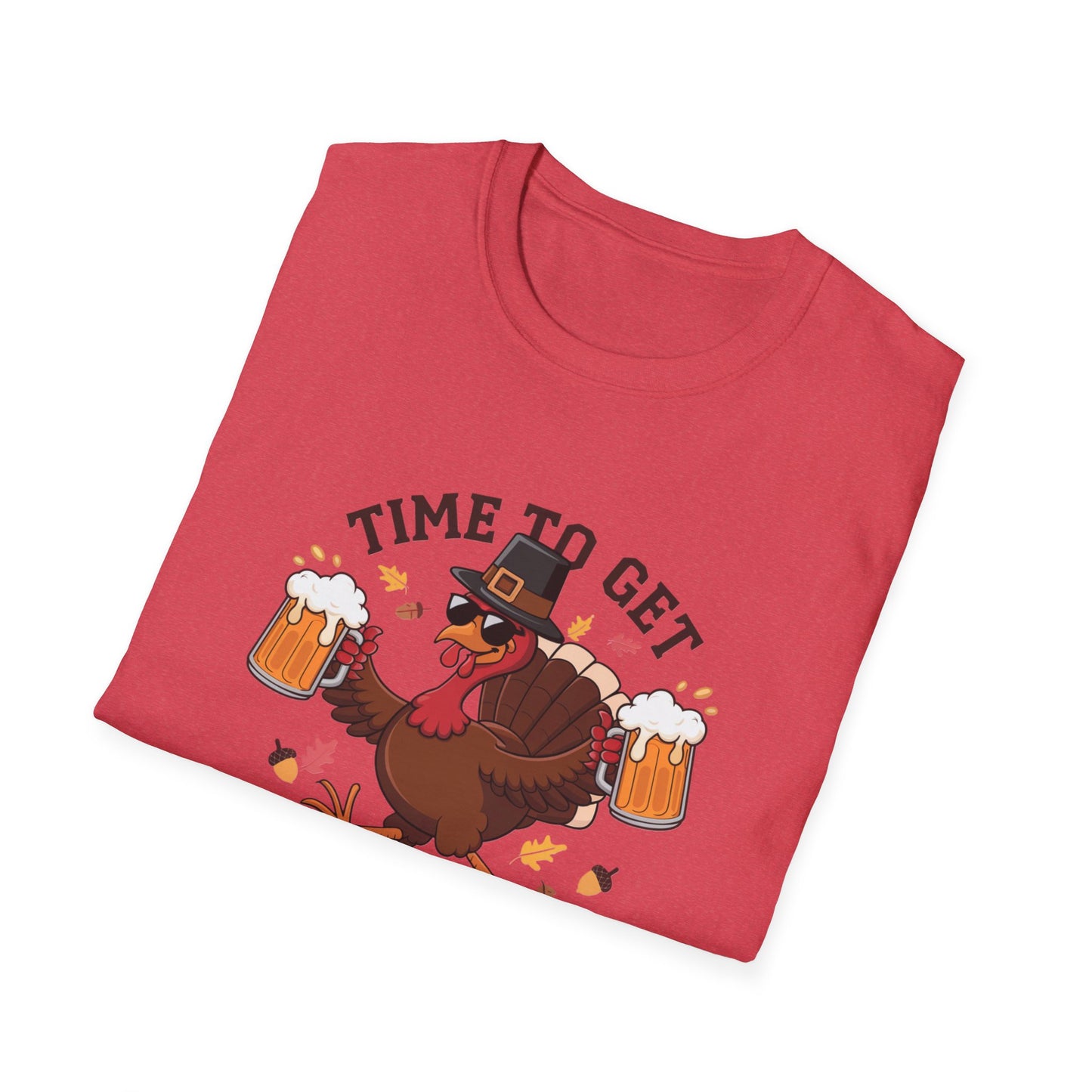 Funny Thanksgiving T-Shirt - 'Time to Get Basted' Unisex Softstyle Tee