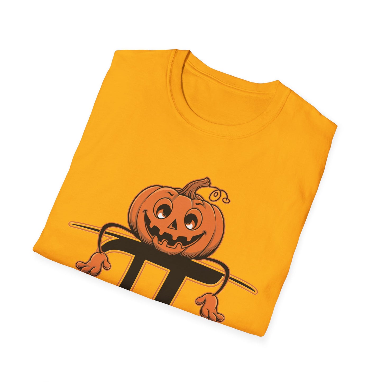Funny Pumpkin Pi Unisex Softstyle T-Shirt - Halloween Tee, Math Lover Shirt, Fall Apparel, Seasonal Gift, Casual Outfit