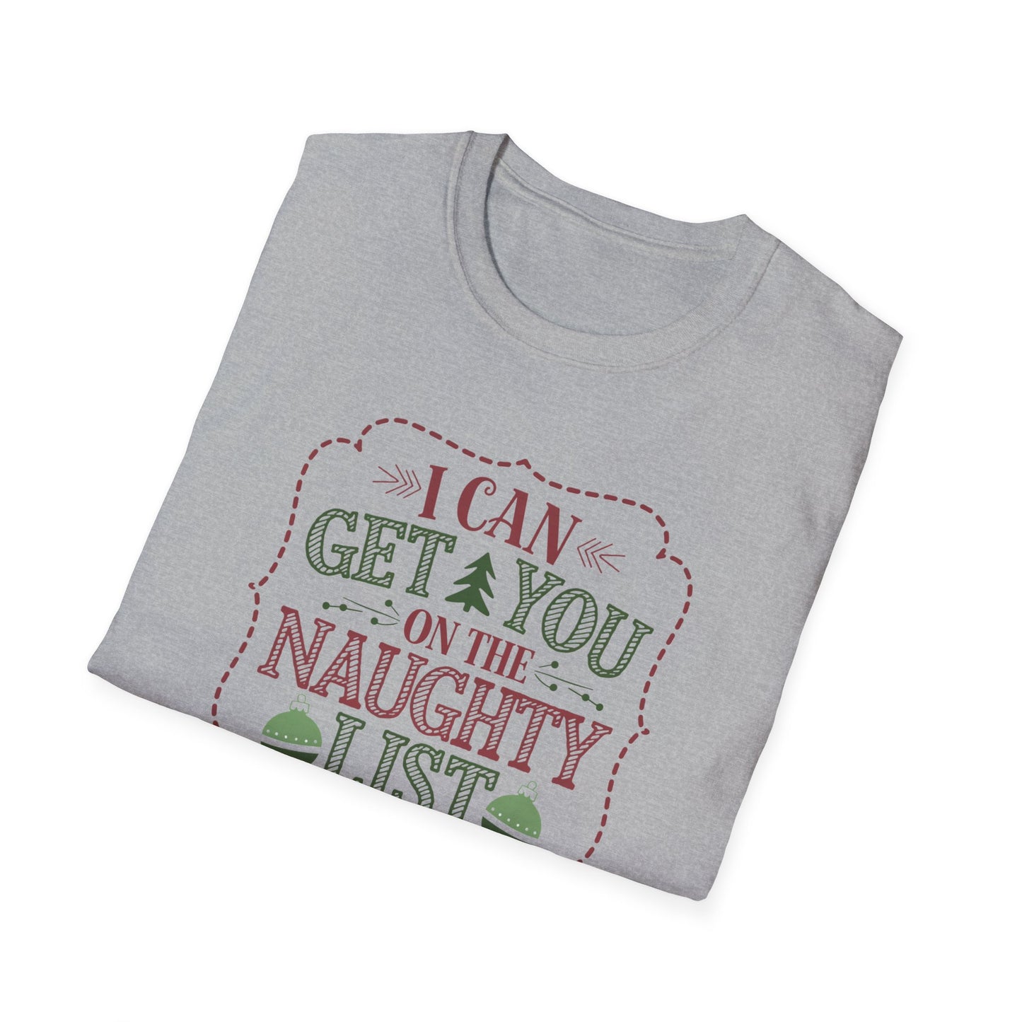 Naughty List T-Shirt | Christmas Gift, Holiday Apparel, Funny Tee, Unisex Softstyle T-Shirt, Festive Attire
