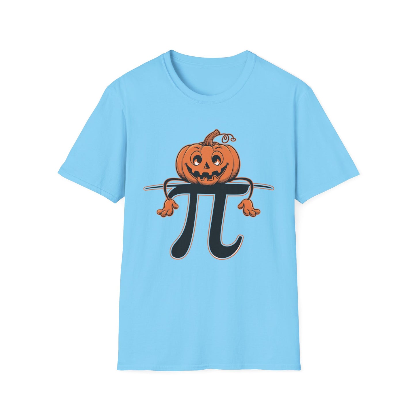 Funny Pumpkin Pi Unisex Softstyle T-Shirt - Halloween Tee, Math Lover Shirt, Fall Apparel, Seasonal Gift, Casual Outfit