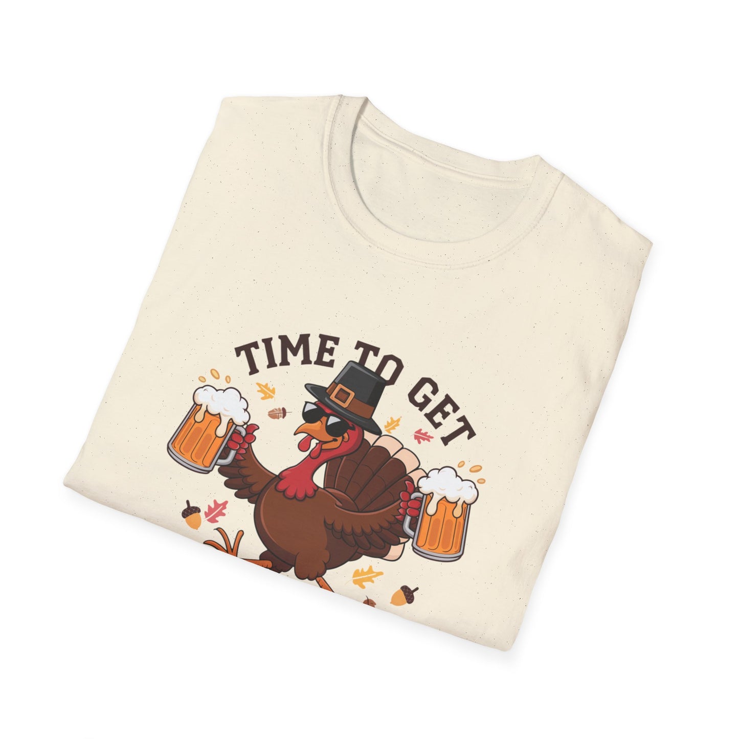 Funny Thanksgiving T-Shirt - 'Time to Get Basted' Unisex Softstyle Tee